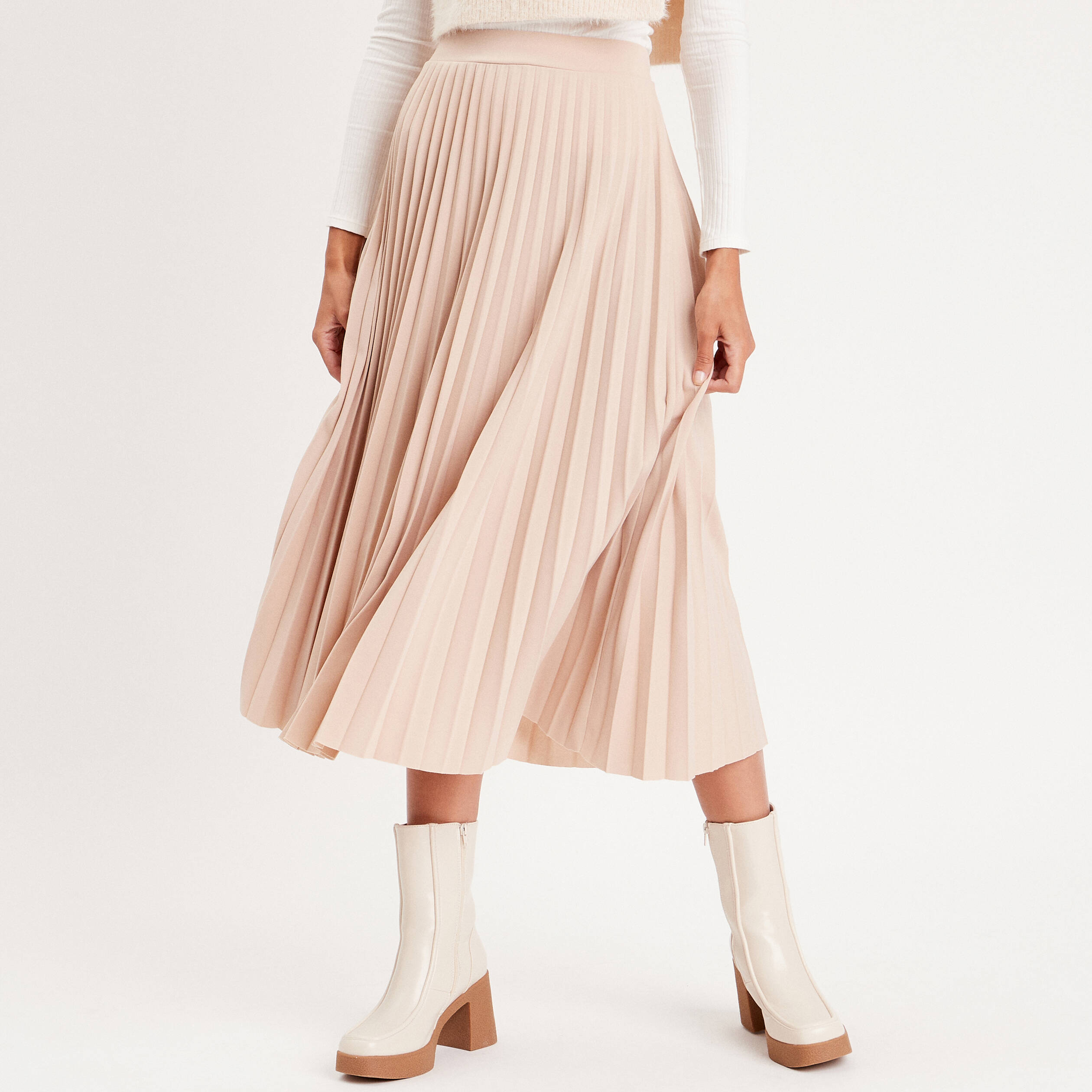 Jupe plissée mi longue femme best sale