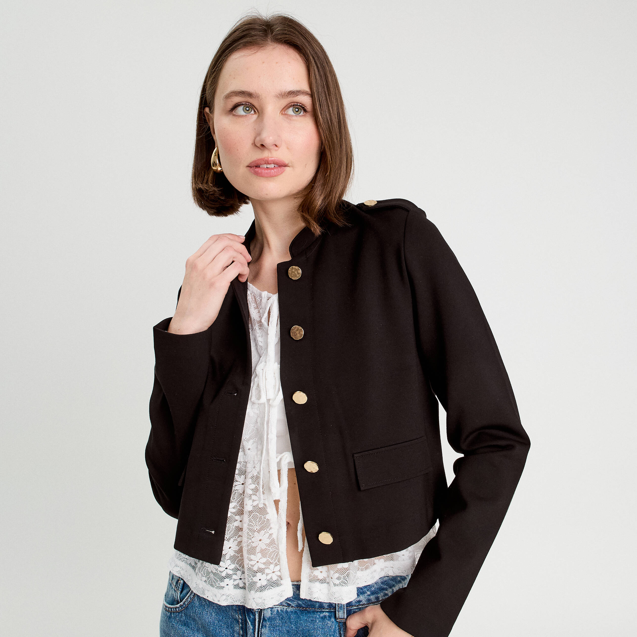 veste avec boutons noir femme Veste avec boutons noir femme
