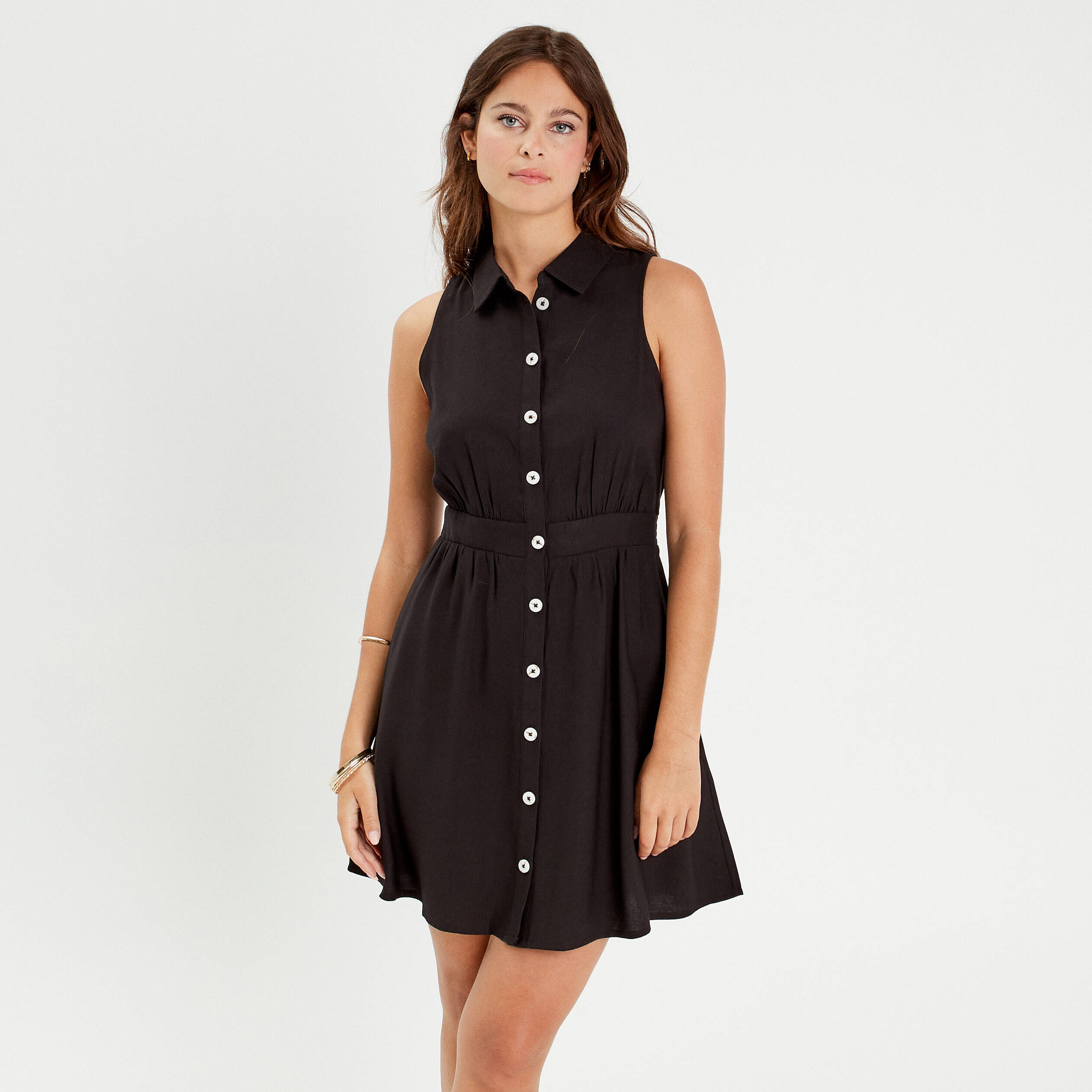Robe chemise patineuse noir femme Vibs