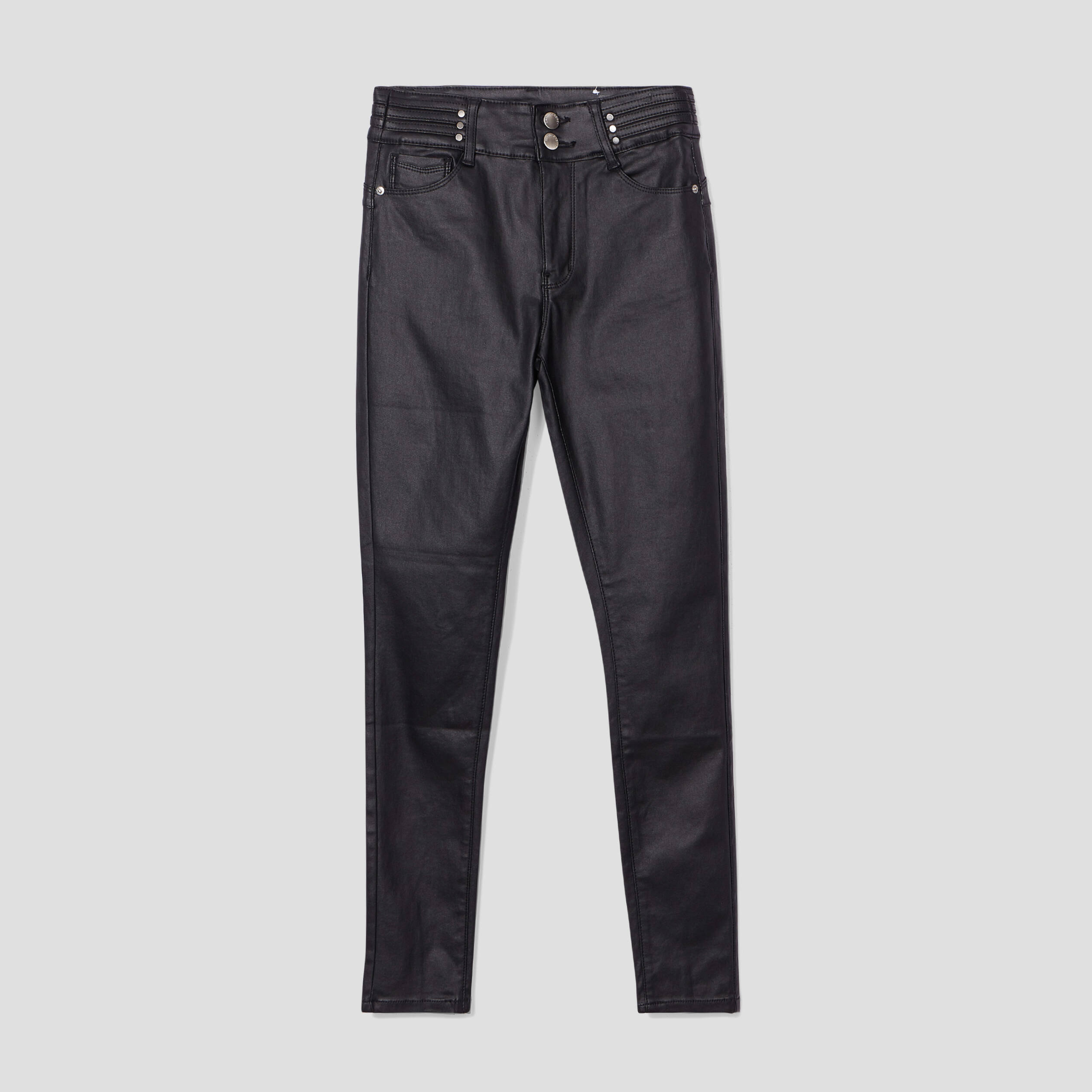 pantalon skinny enduit denim noir enduit femme Pantalon skinny enduit denim noir enduit femme
