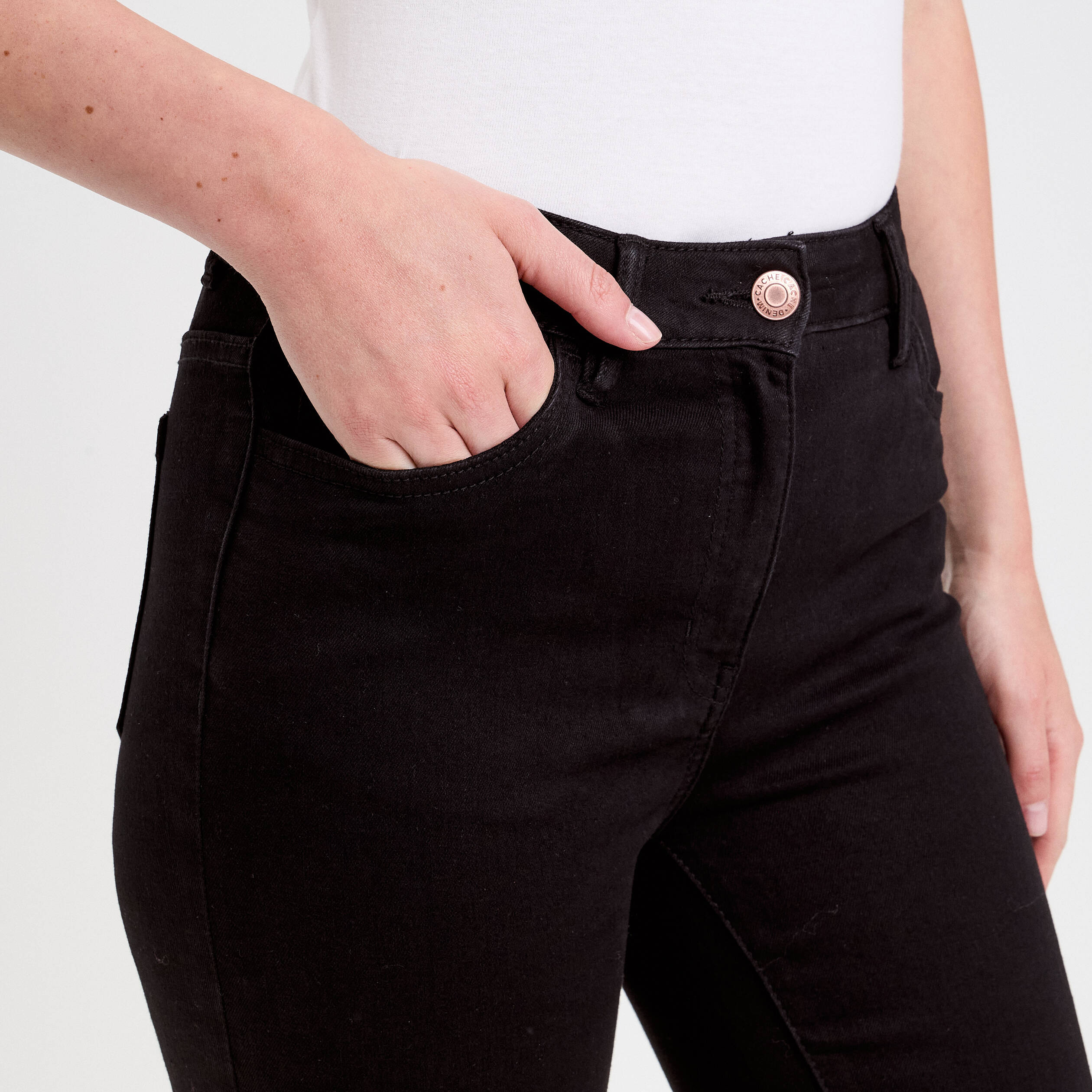 Jeans slim 5 poches denim noir femme