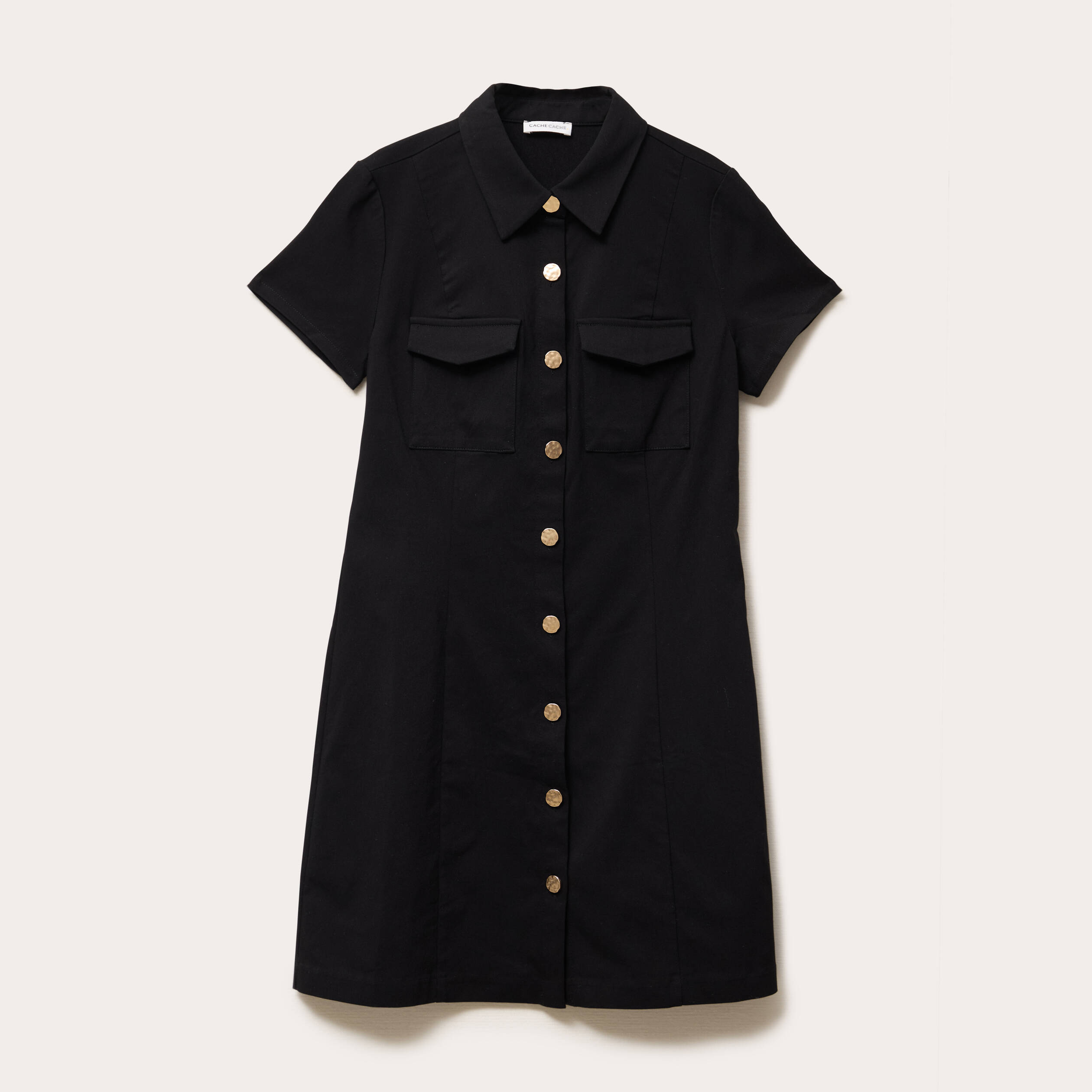 Robe droite boutonnée noir femme Vibs