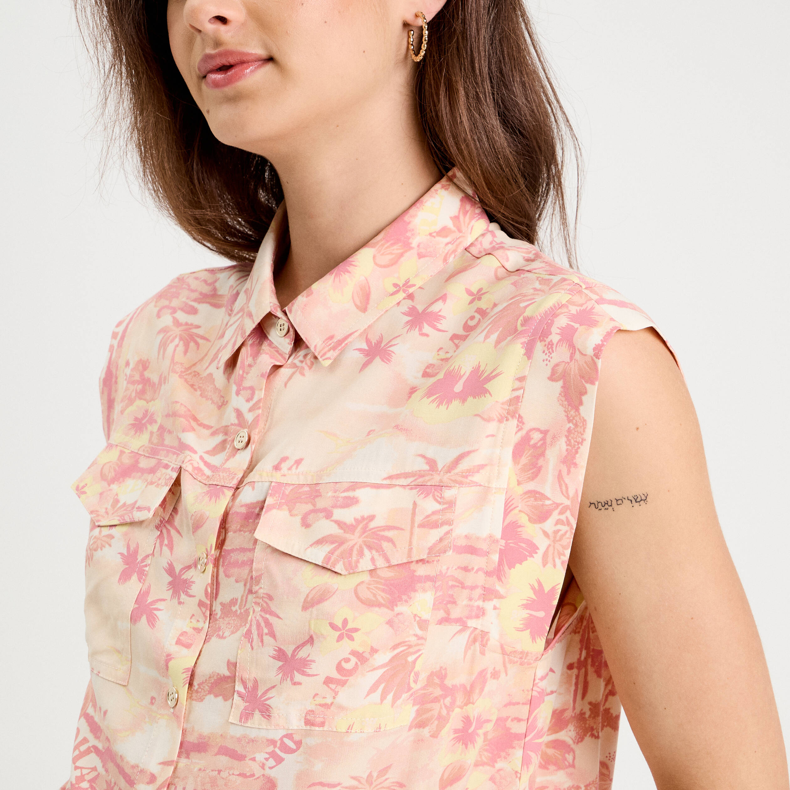 chemise sans manches beige femme Chemise sans manches beige femme