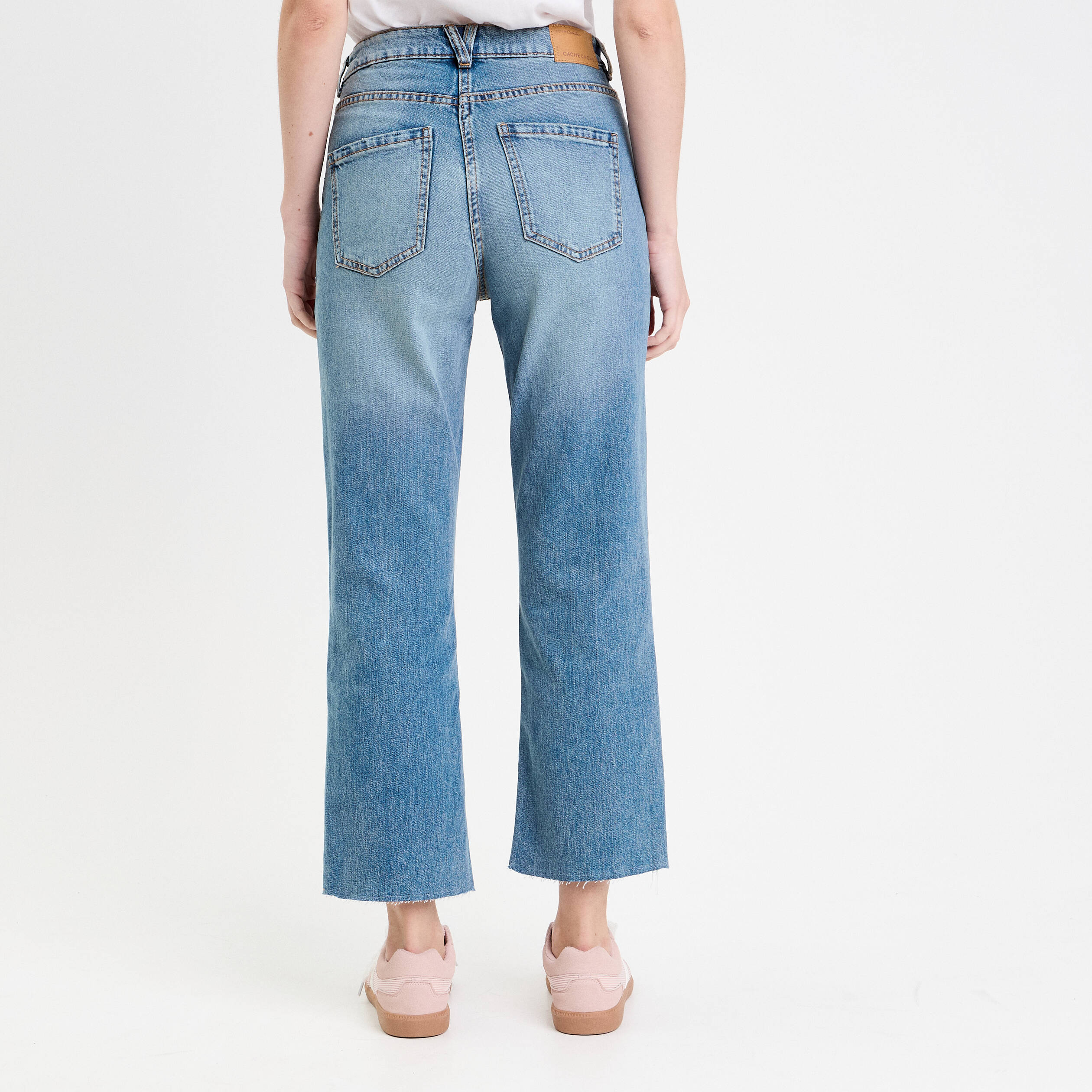 jeans droit taille haute denim dirty femme Jeans droit taille haute denim dirty femme
