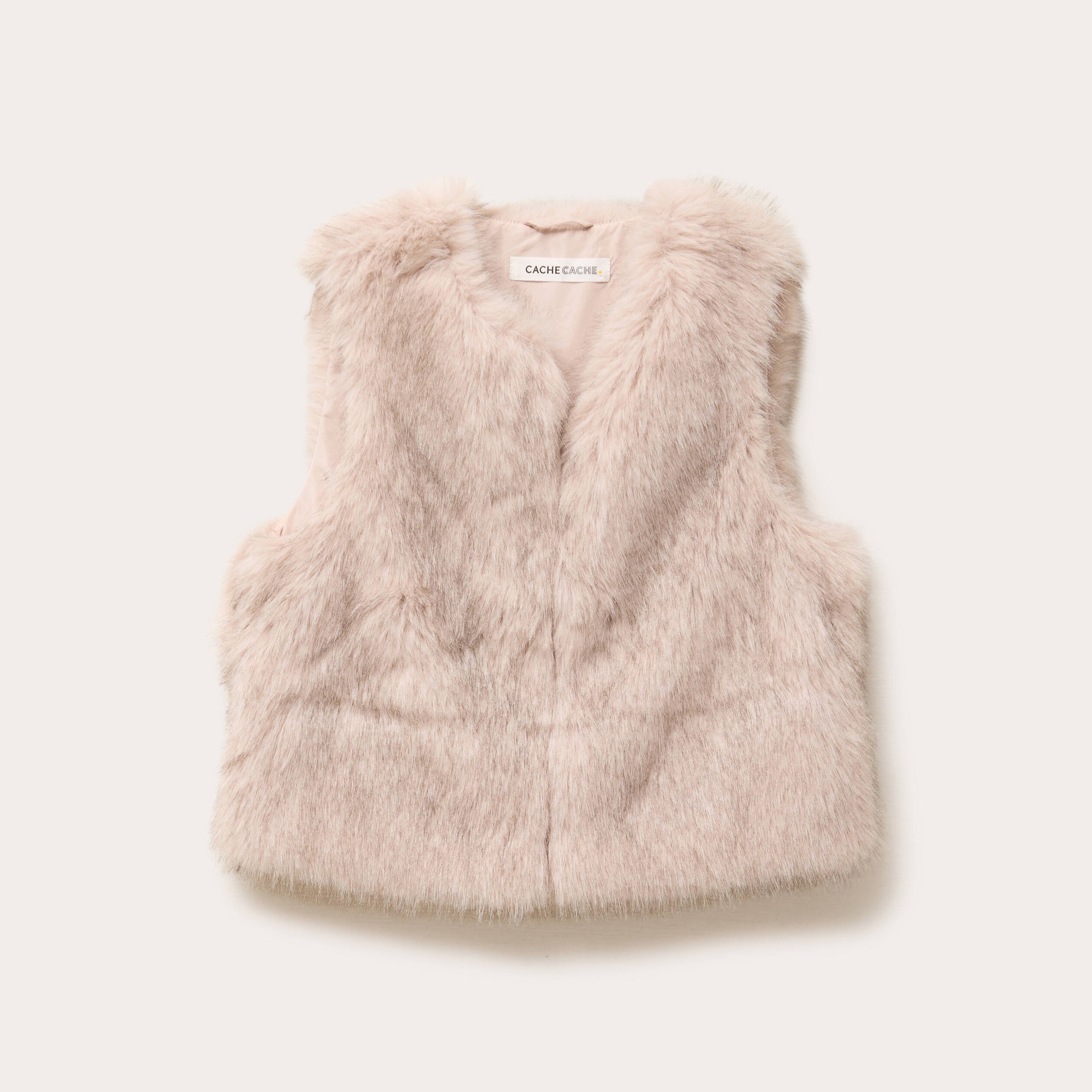 Cache Cache Gilet Fausse Fourrure Sans Manche Femme Gilet Sans