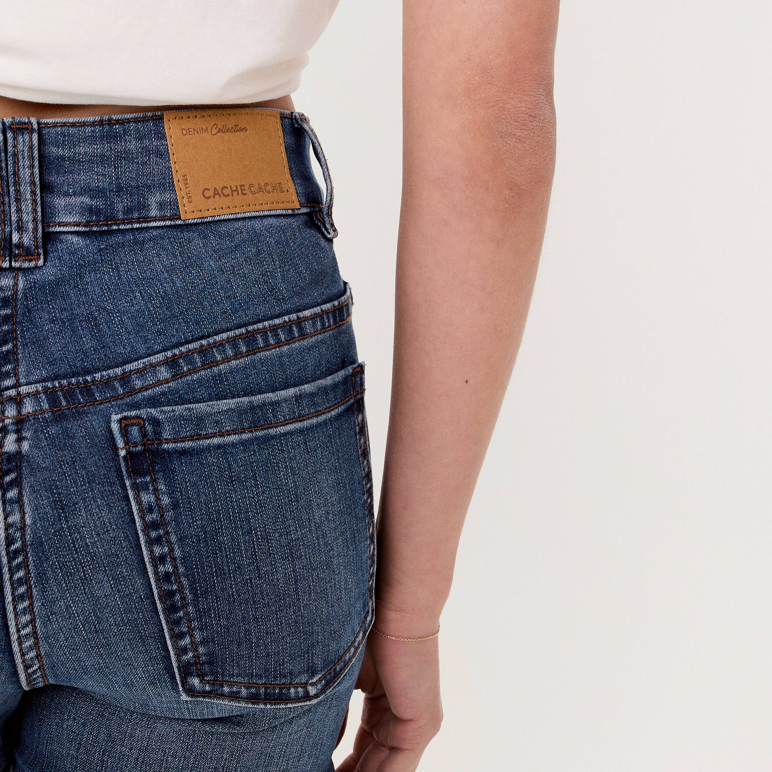 Jean droit regular taille standard denim stone femme