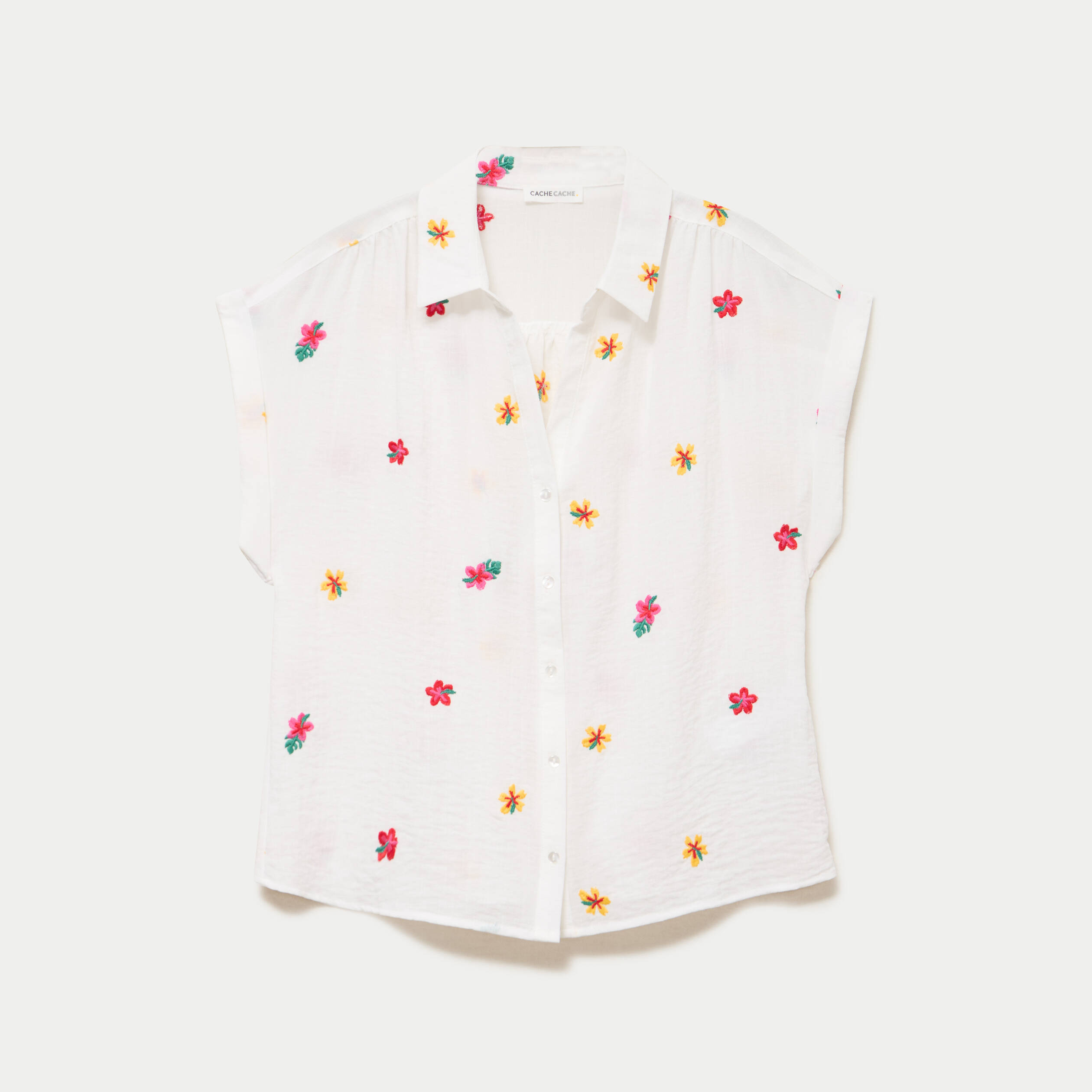 Blouse avec broderie blanc femme