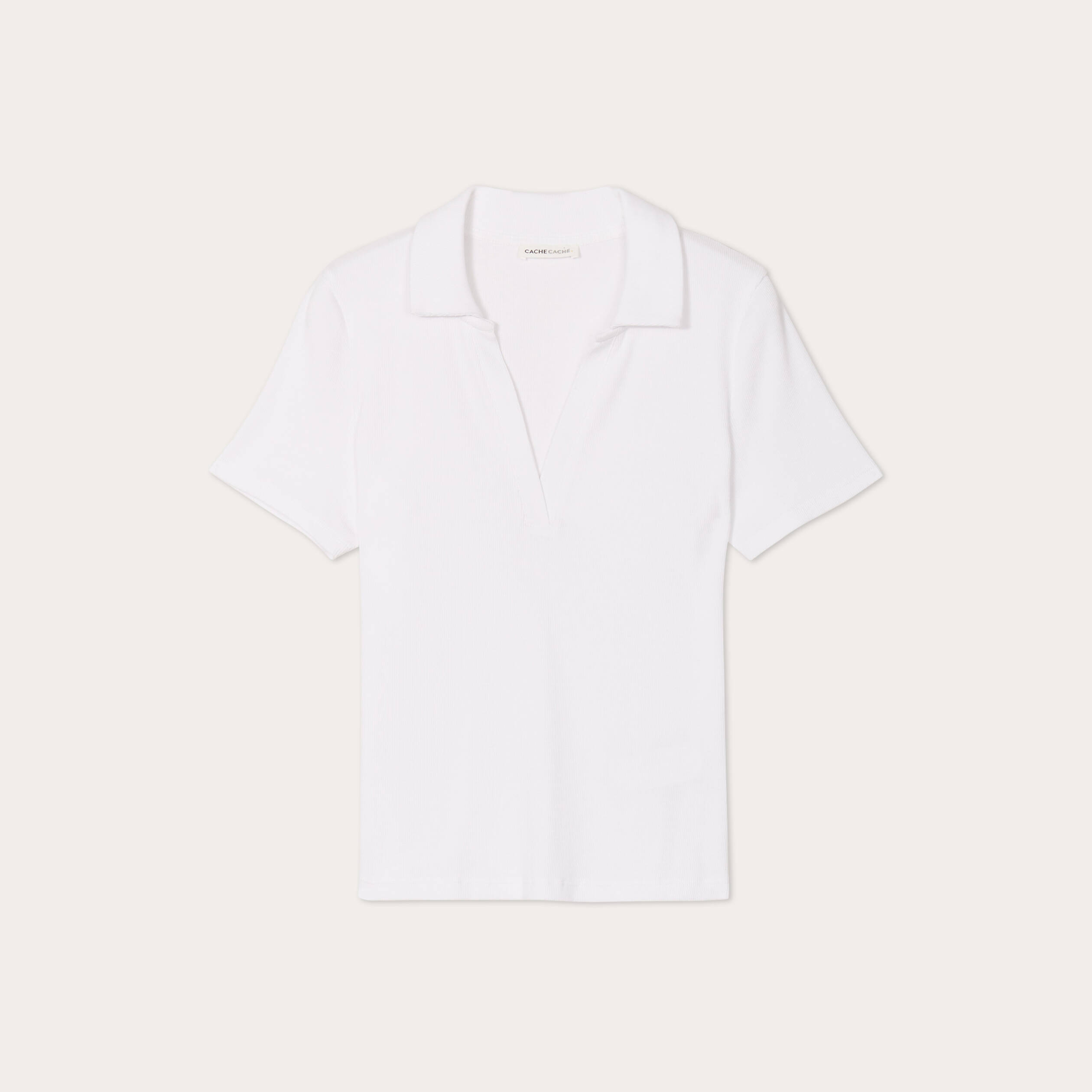 Polo manches courtes c&ocirc;tel&eacute; ecru femme