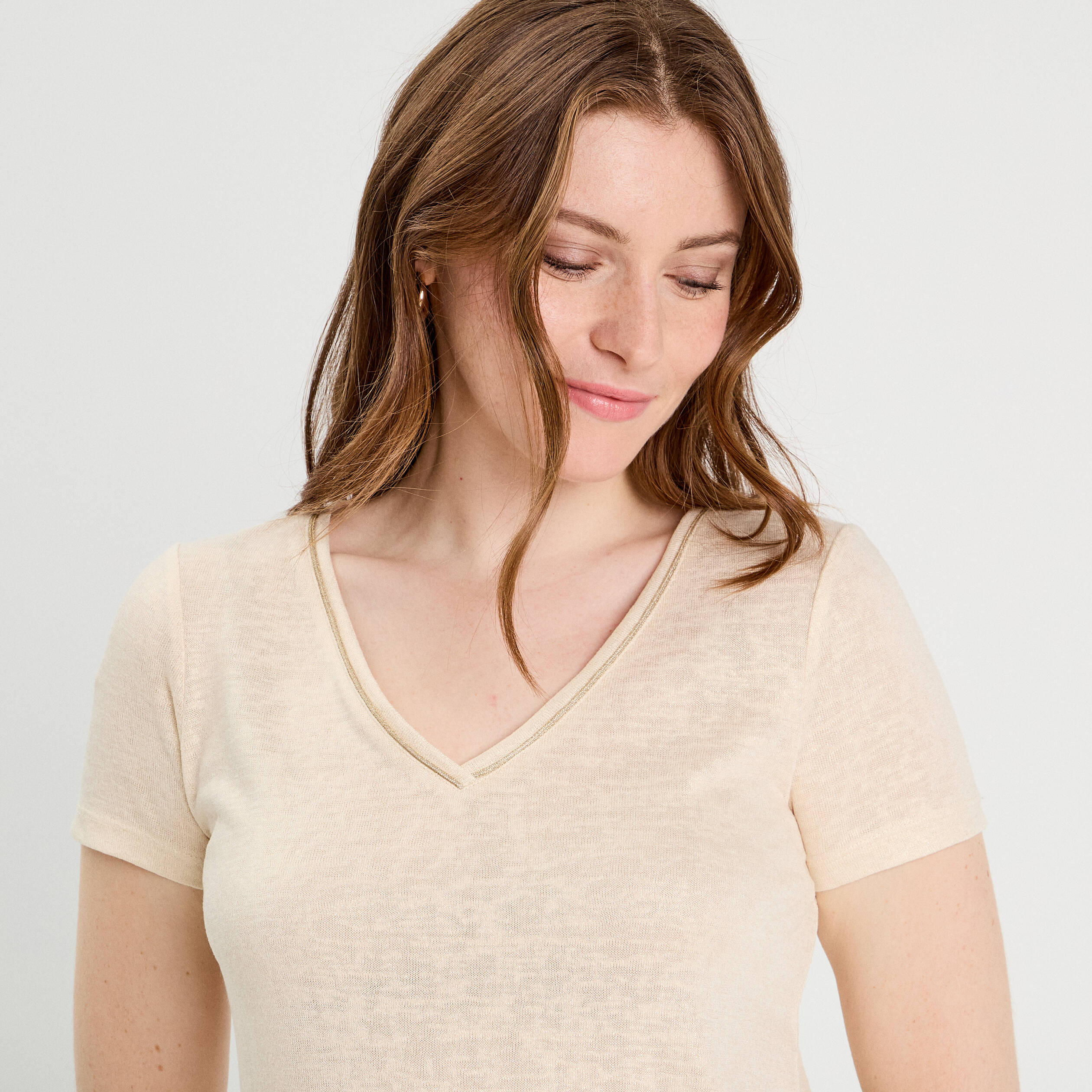 t shirt manches courtes irise couleur or femme T-shirt manches courtes irisé couleur or femme