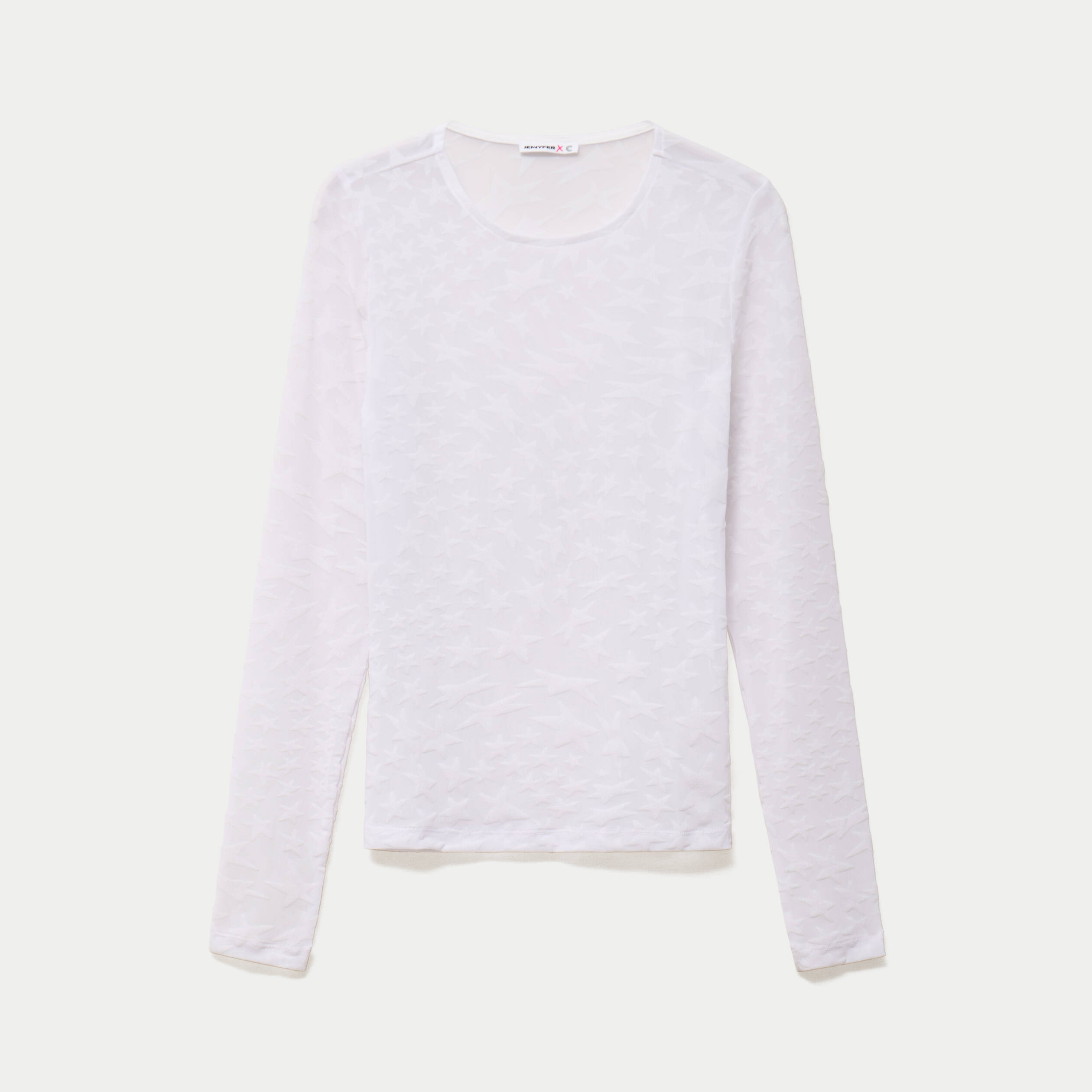T-shirt ajust&eacute; manches longues blanc femme