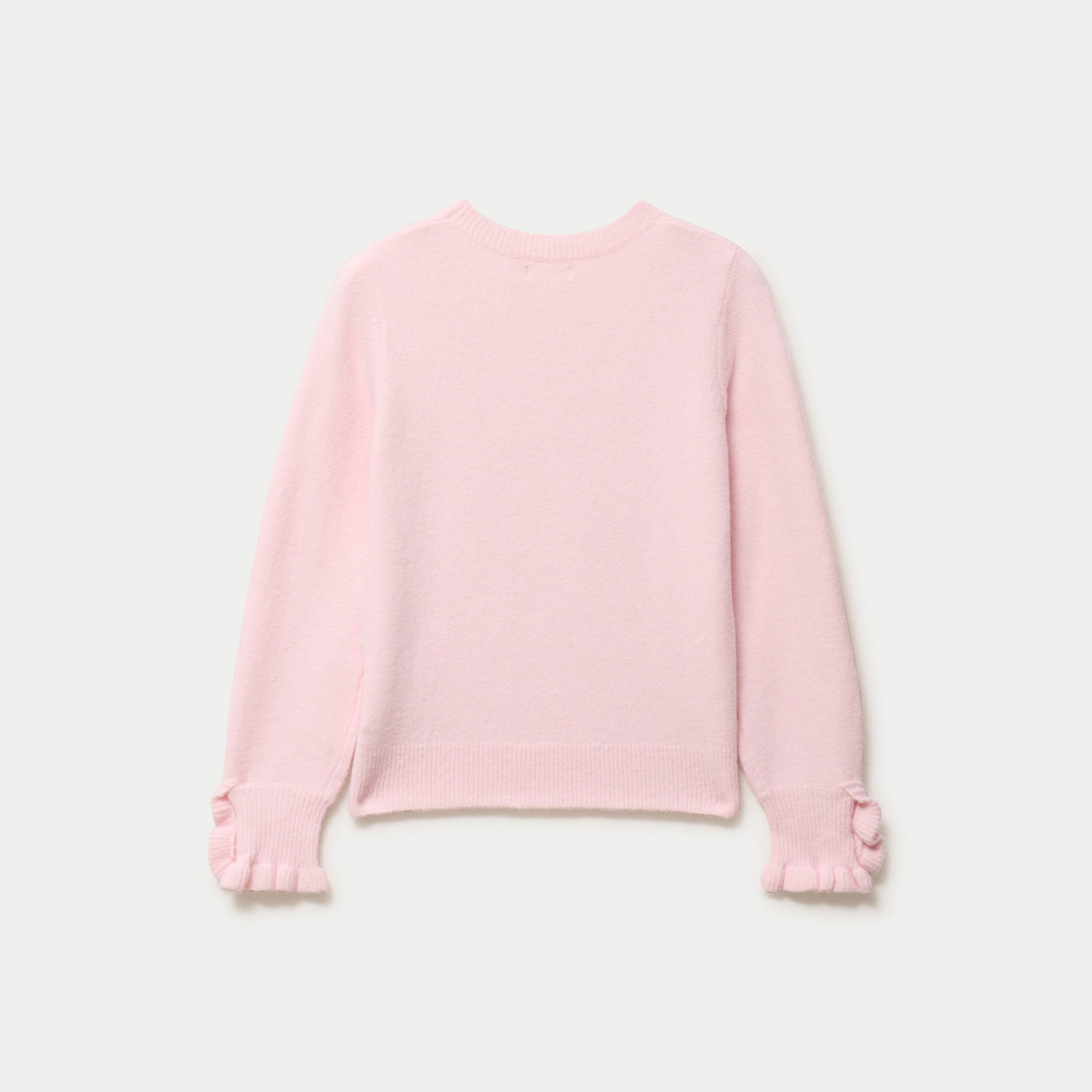 Pull col rond manches longues rose clair femme