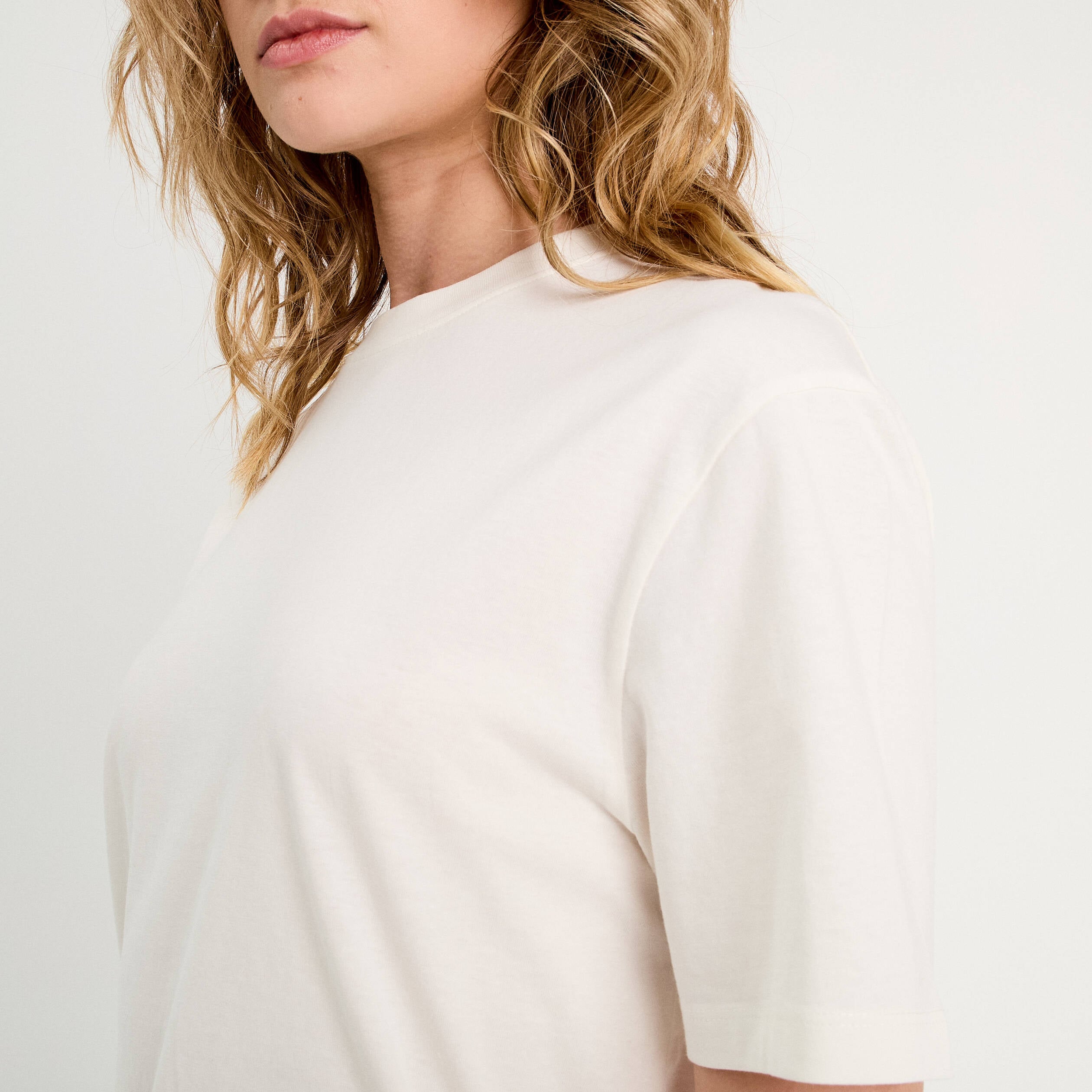 T-shirt oversize col rond ecru femme