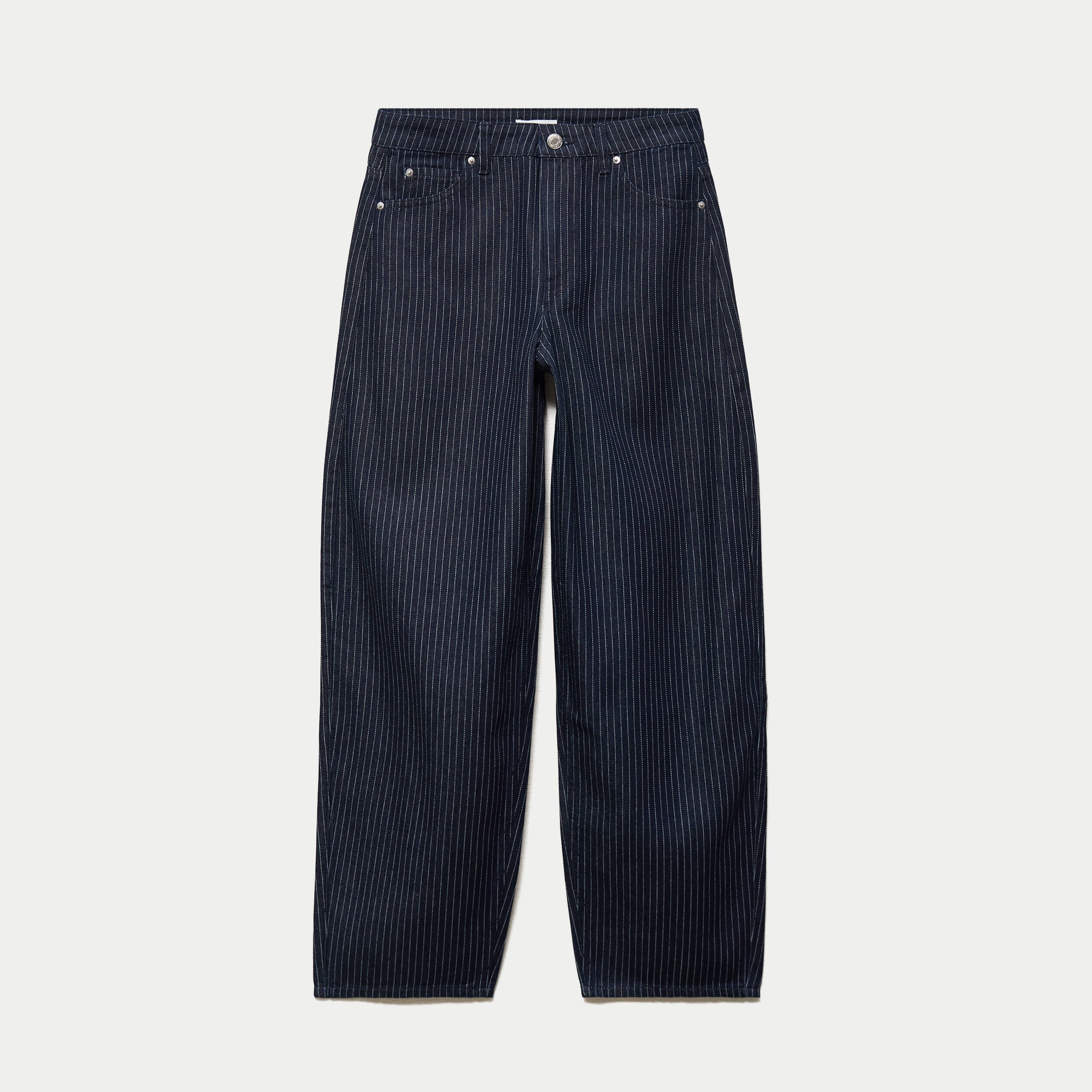 Jean barrel taille haute denim brut femme