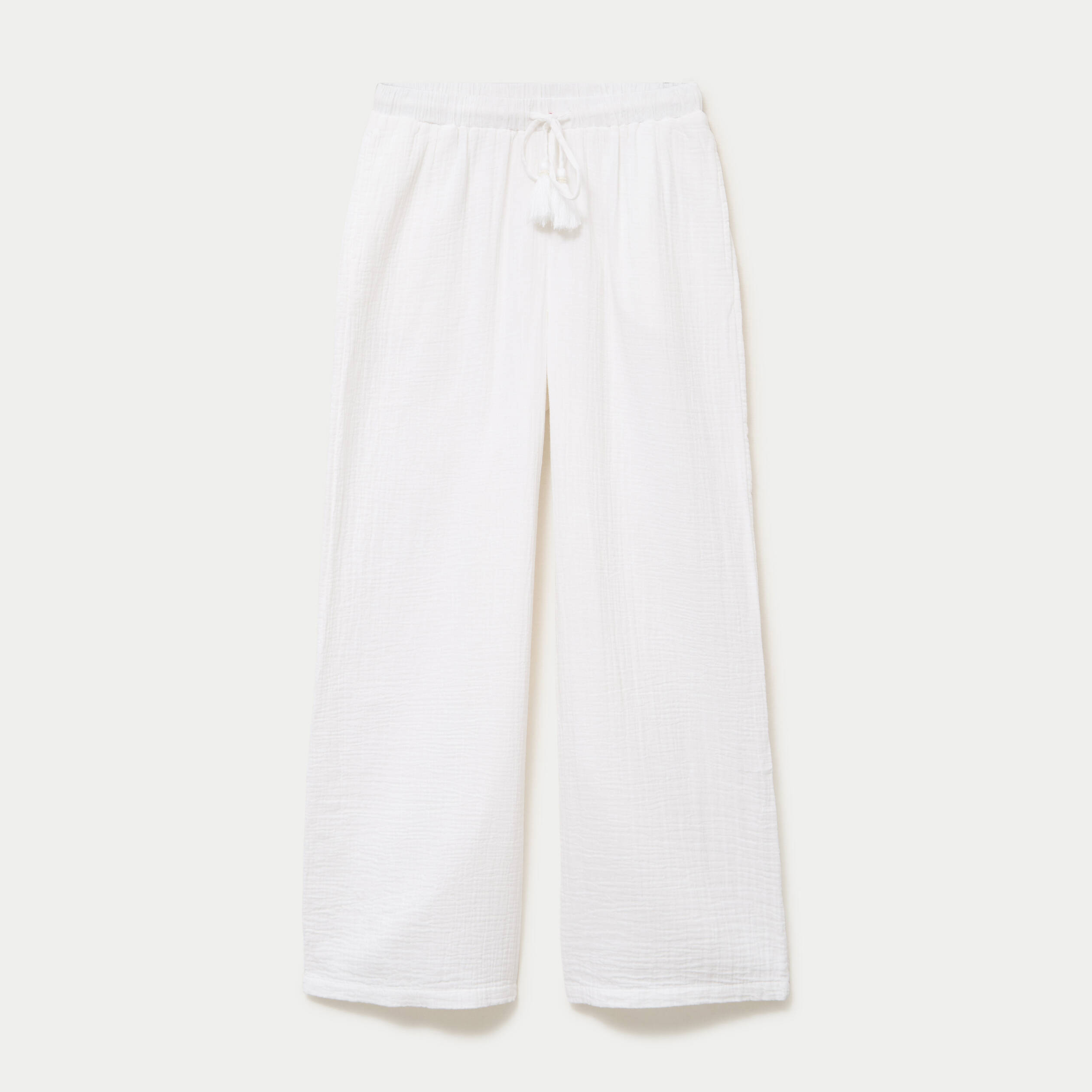 Pantalon large taille standard blanc femme
