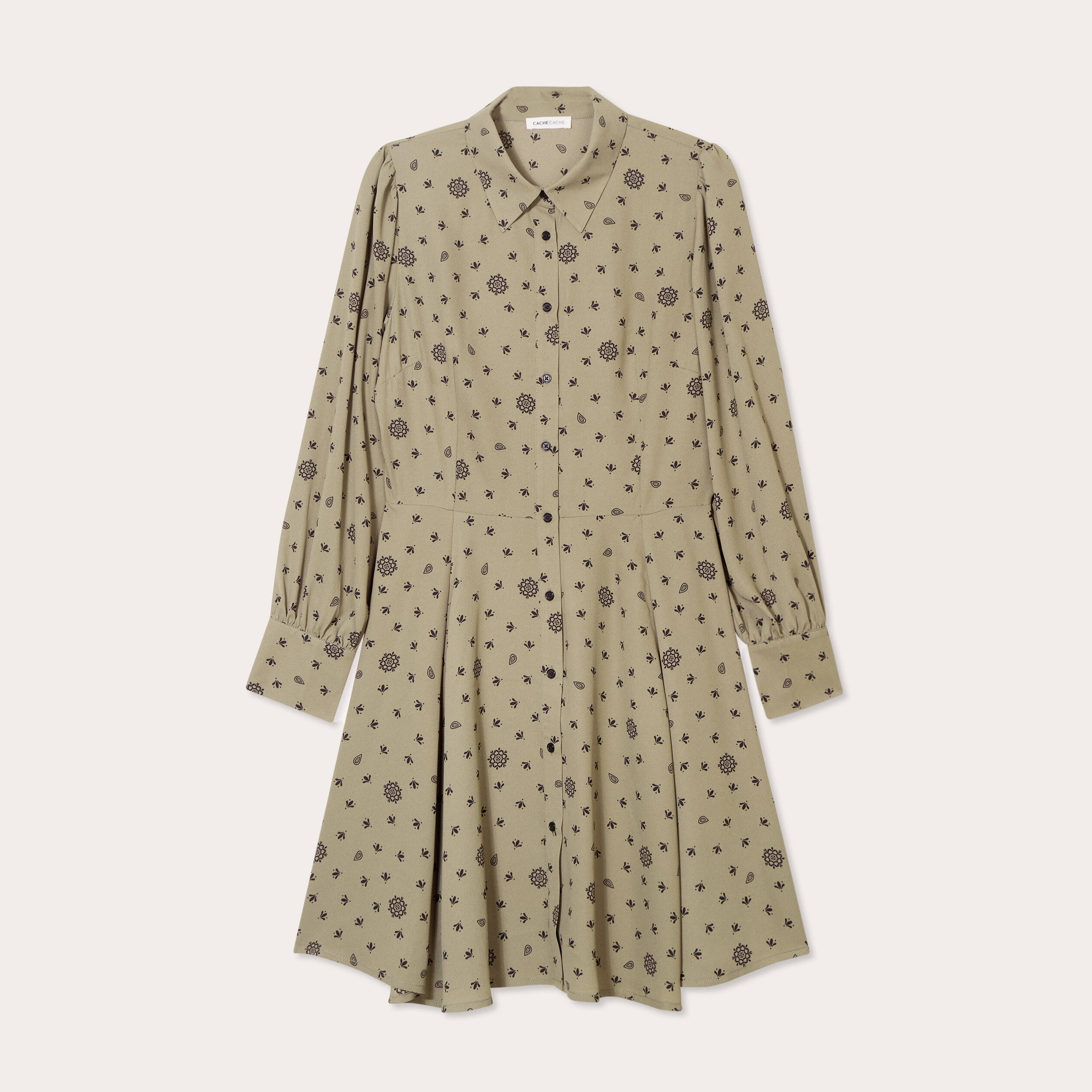 robe chemise evasee fluide vert femme Robe chemise évasée fluide vert femme