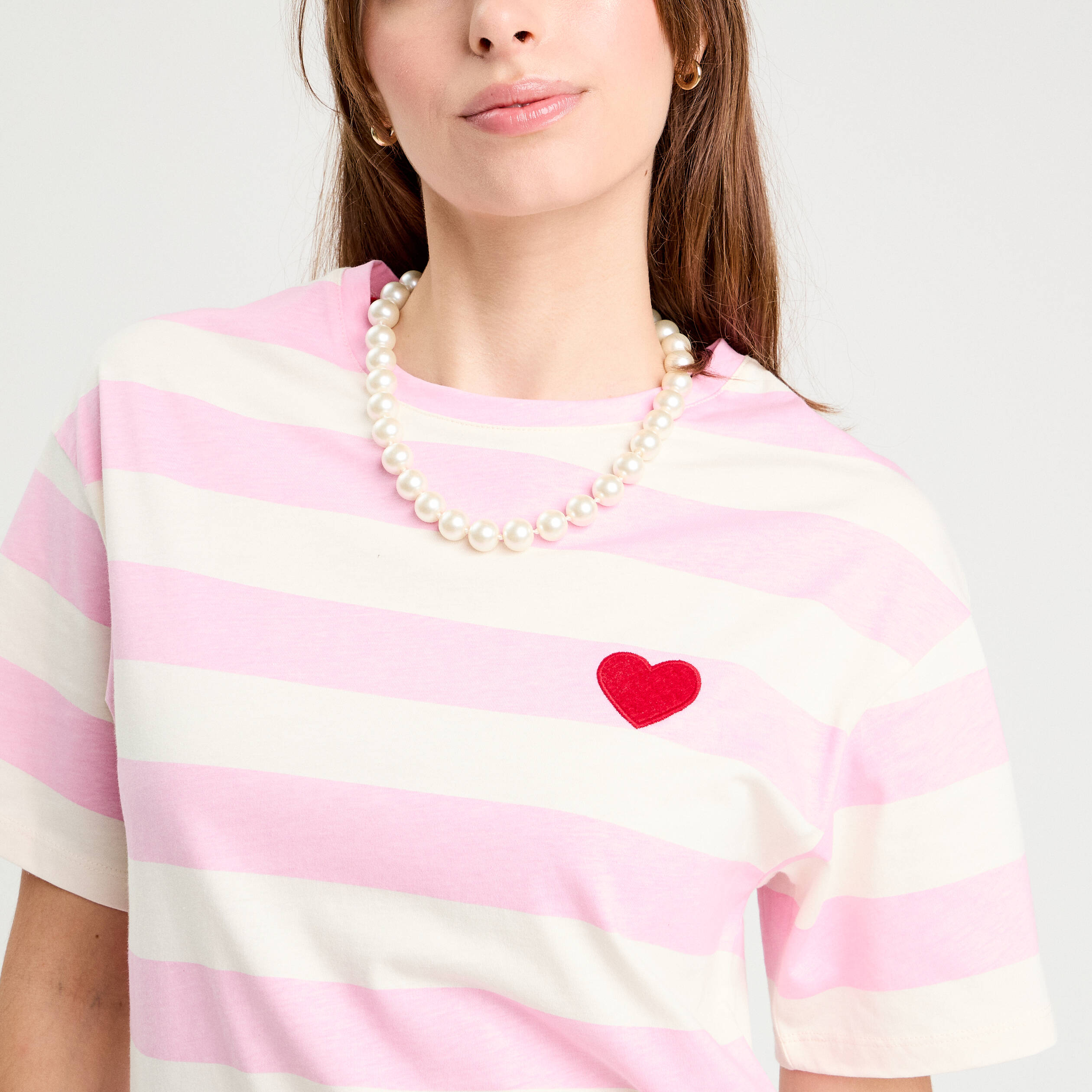 t shirt manches courtes rose clair femme T-shirt manches courtes rose clair femme