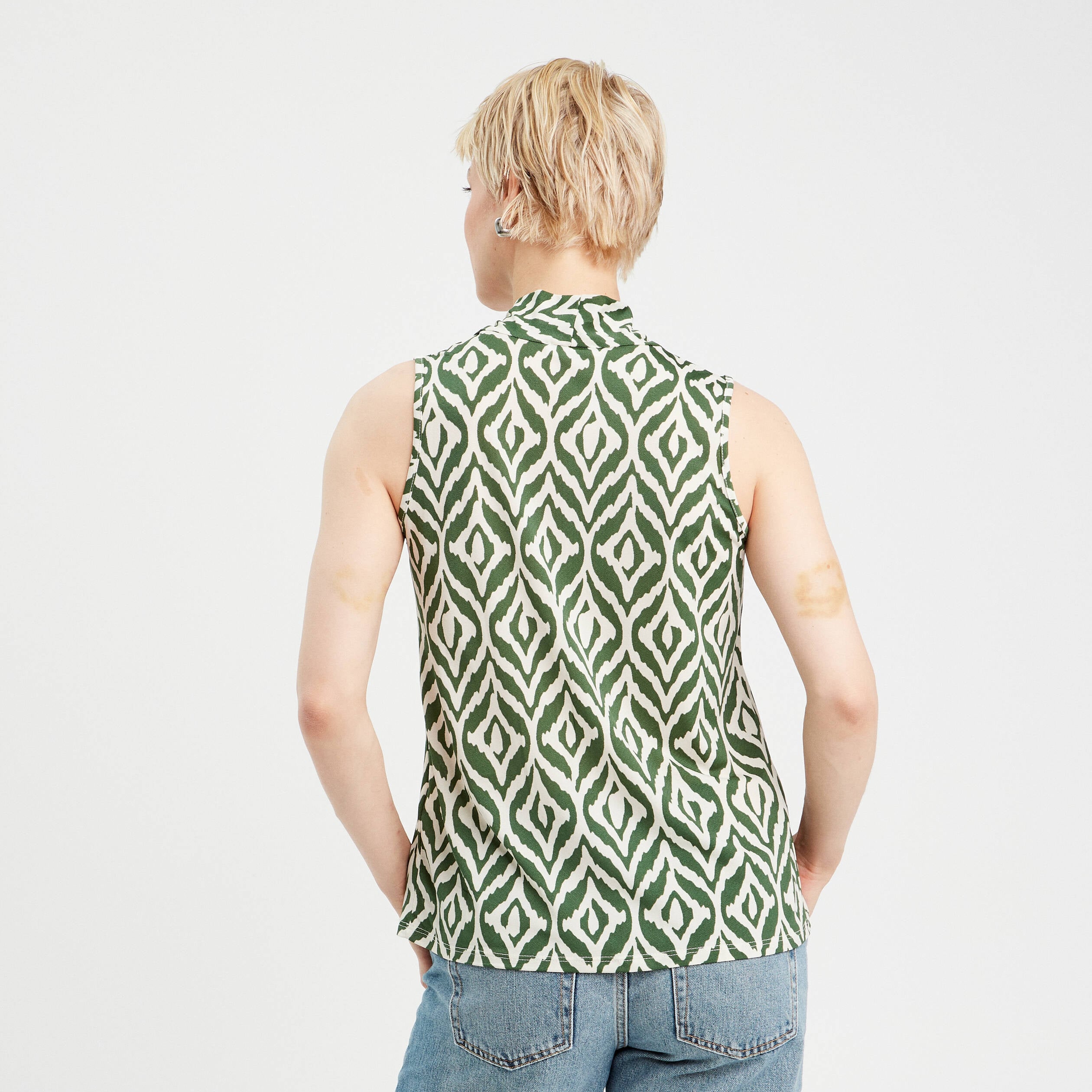 Blouse sans manches blanc femme