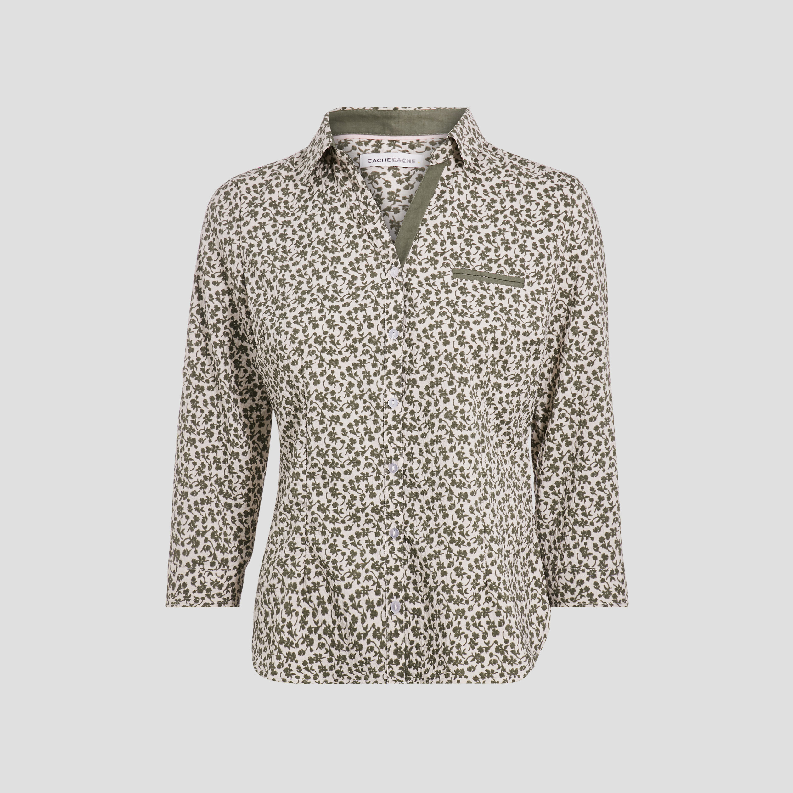 blouse manches 34 vert kaki femme Blouse manches 3/4 vert kaki femme