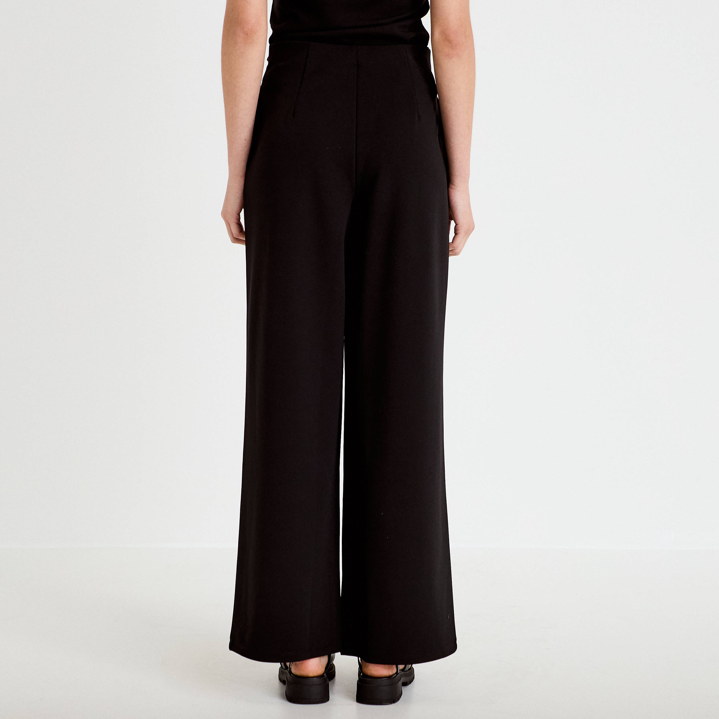 Pantalon bootcut avec ceinture noir femme