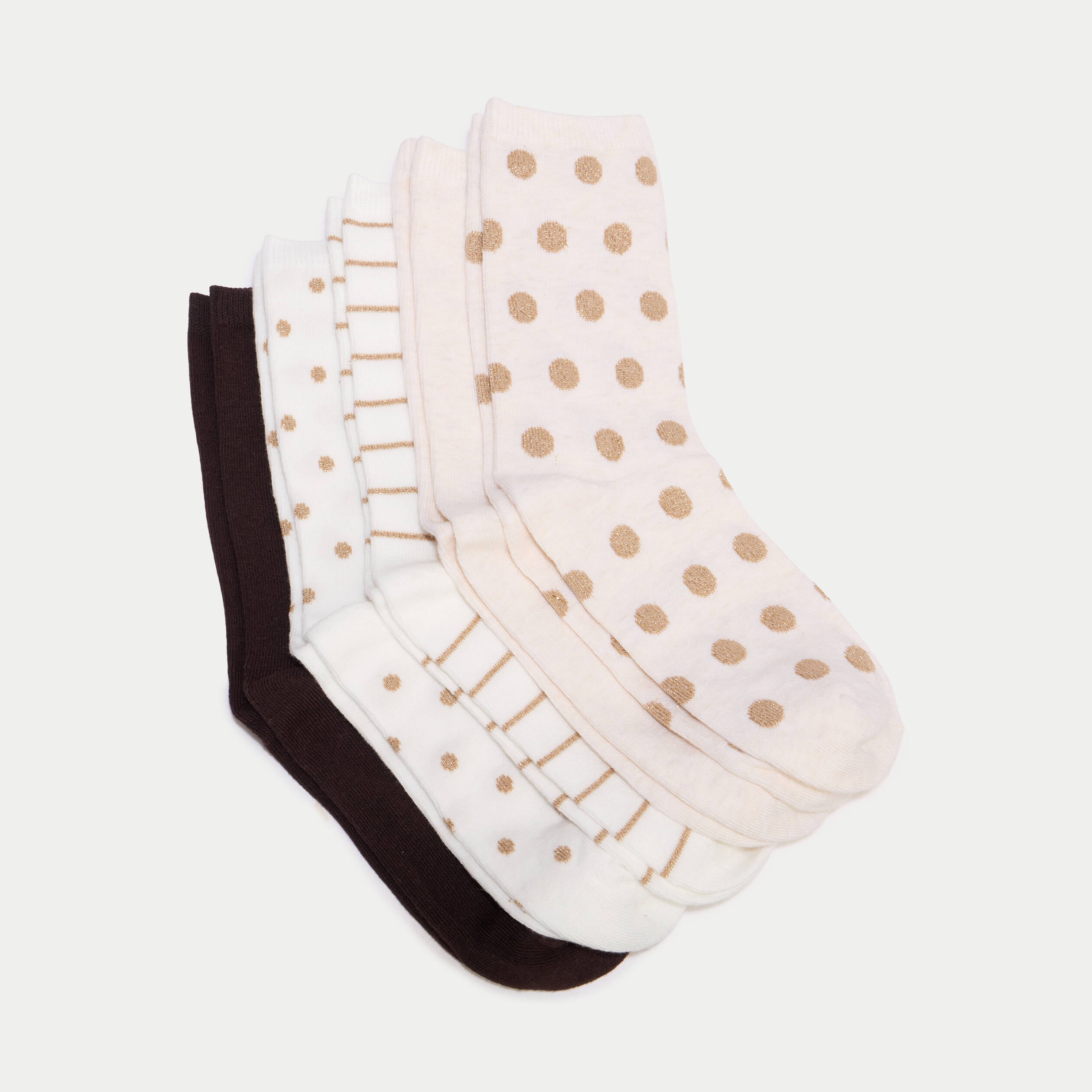 Lot 5 paires de chaussettes beige femme