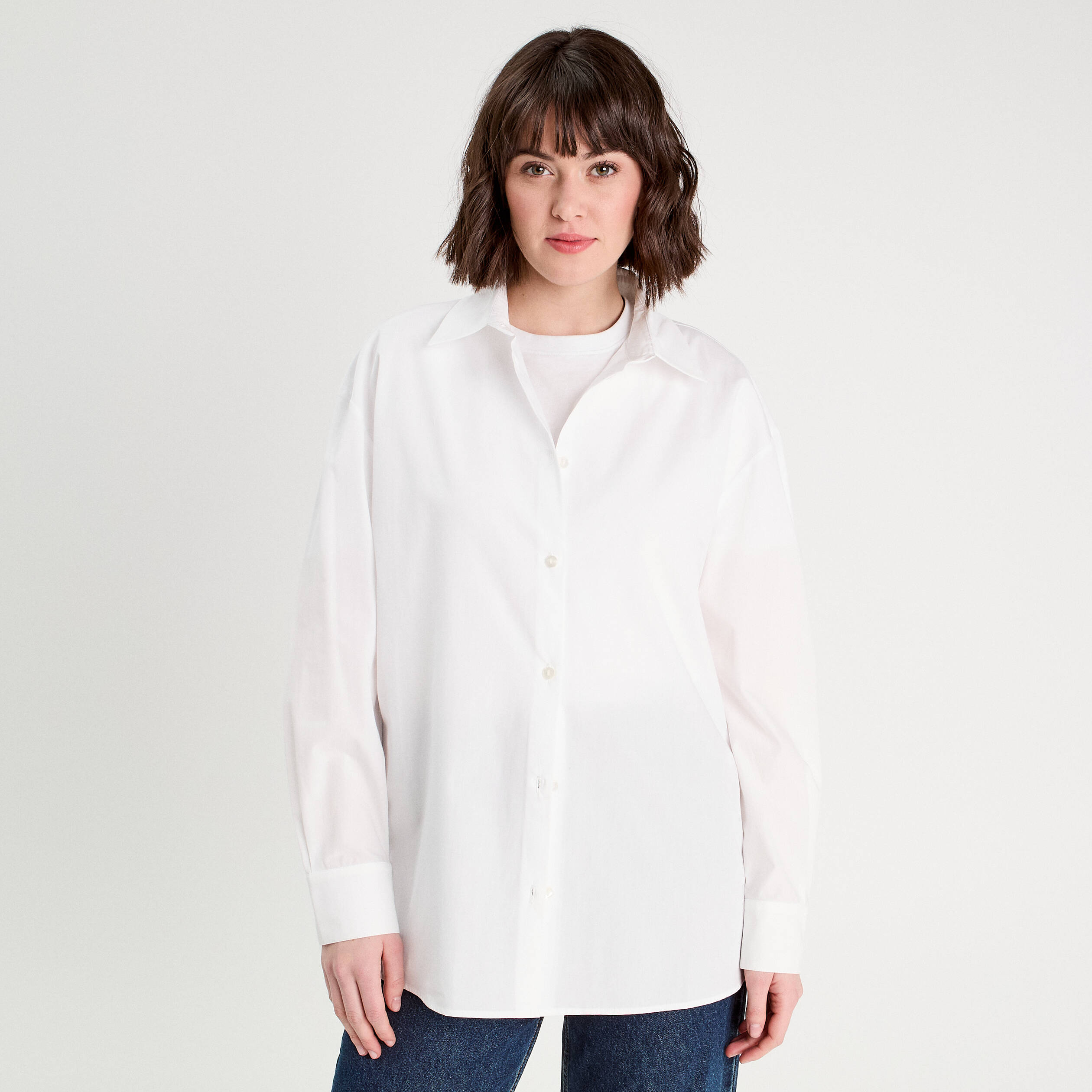 Chemise manches longues blanc femme