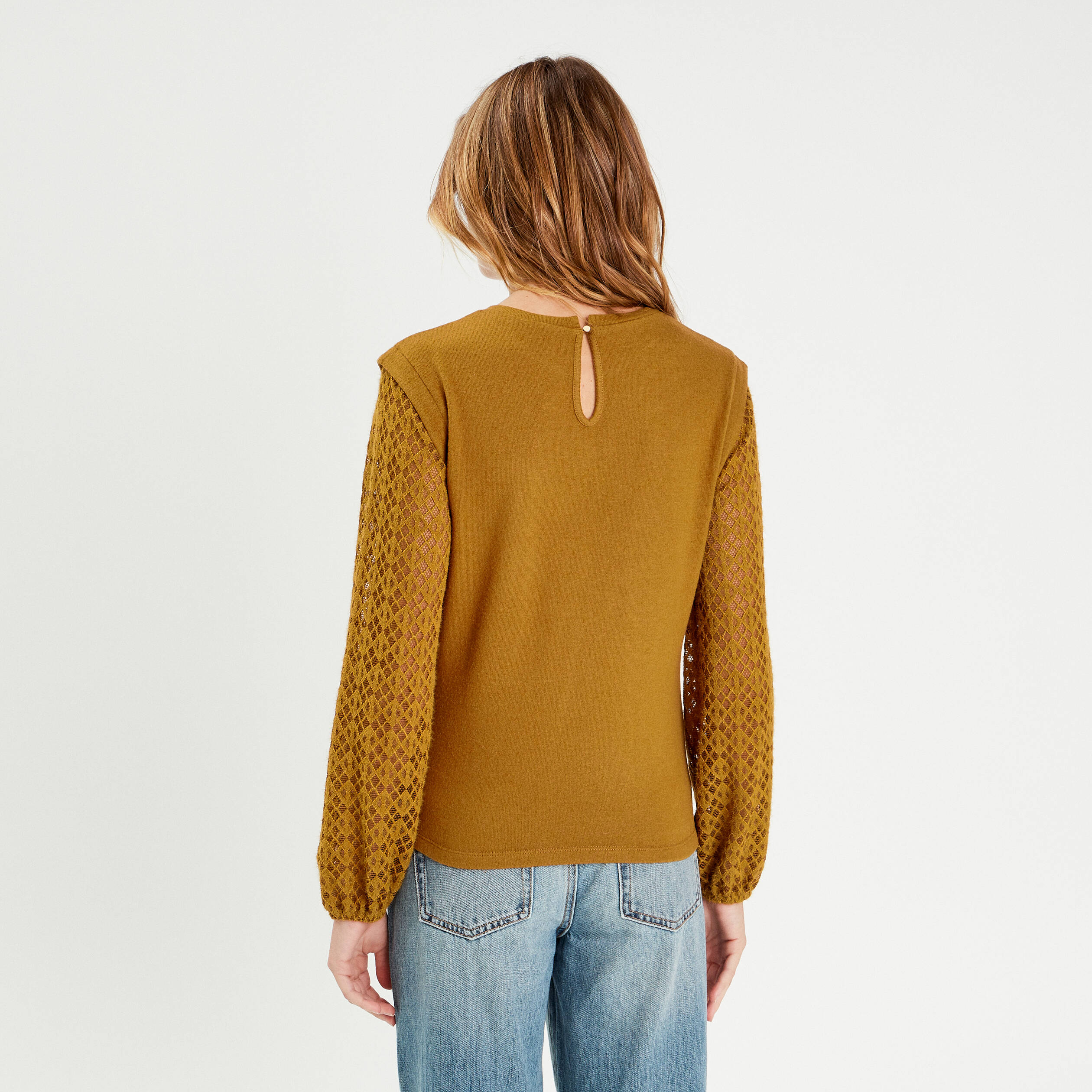 blouse manches ajourees vert olive femme Blouse manches ajourées vert olive femme