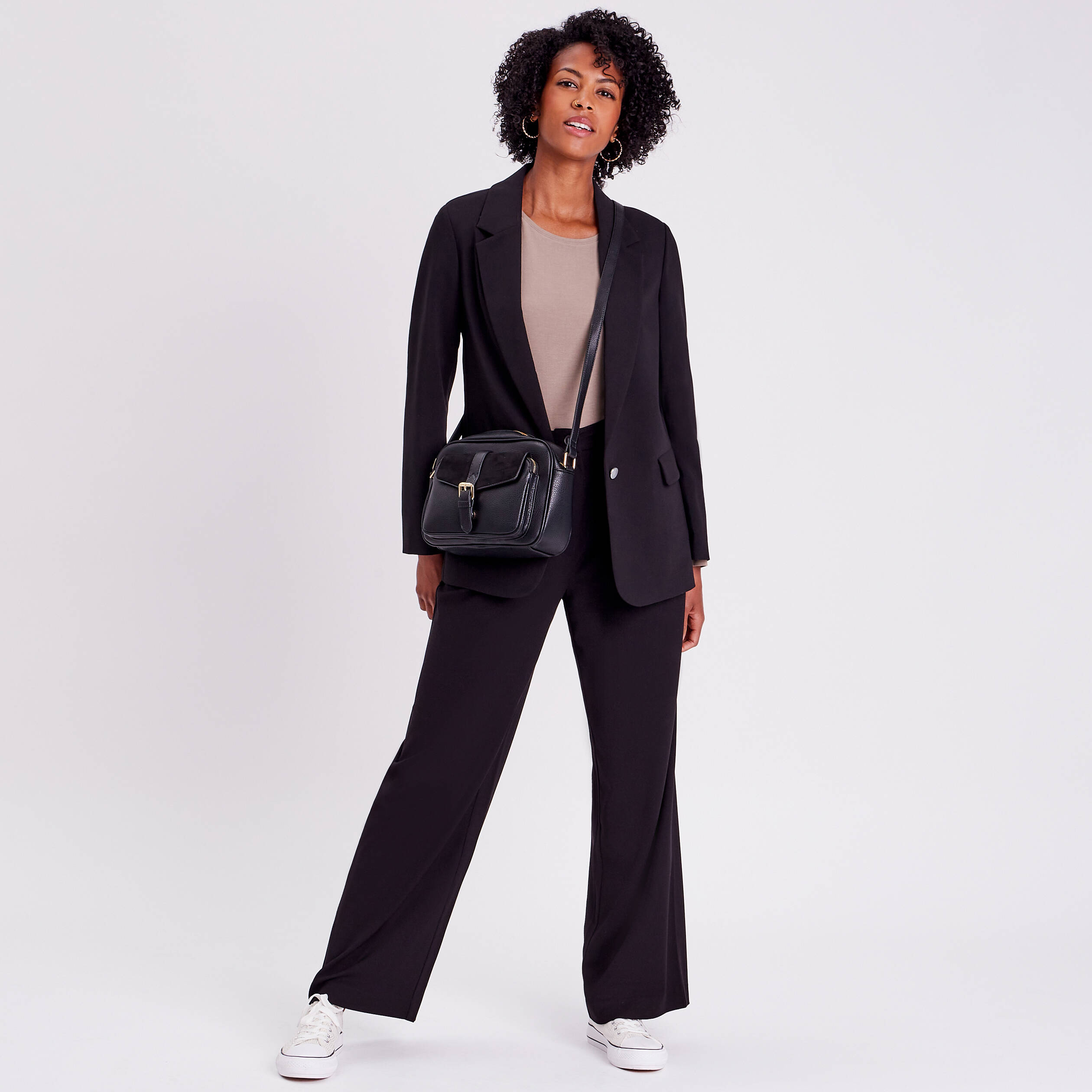 veste blazer droite fluide noir femme Veste blazer droite fluide noir femme