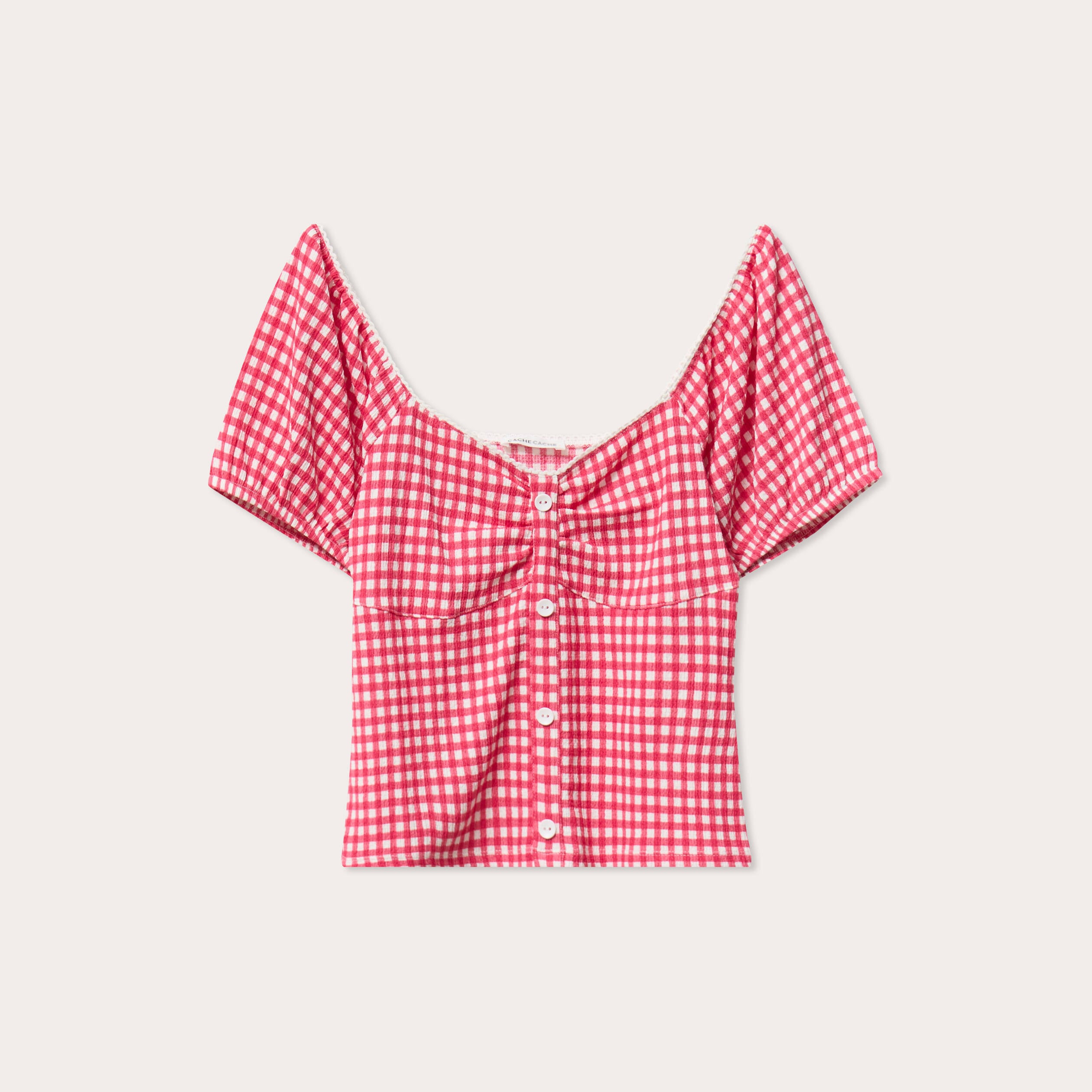 Blouse cropped rose framboise femme