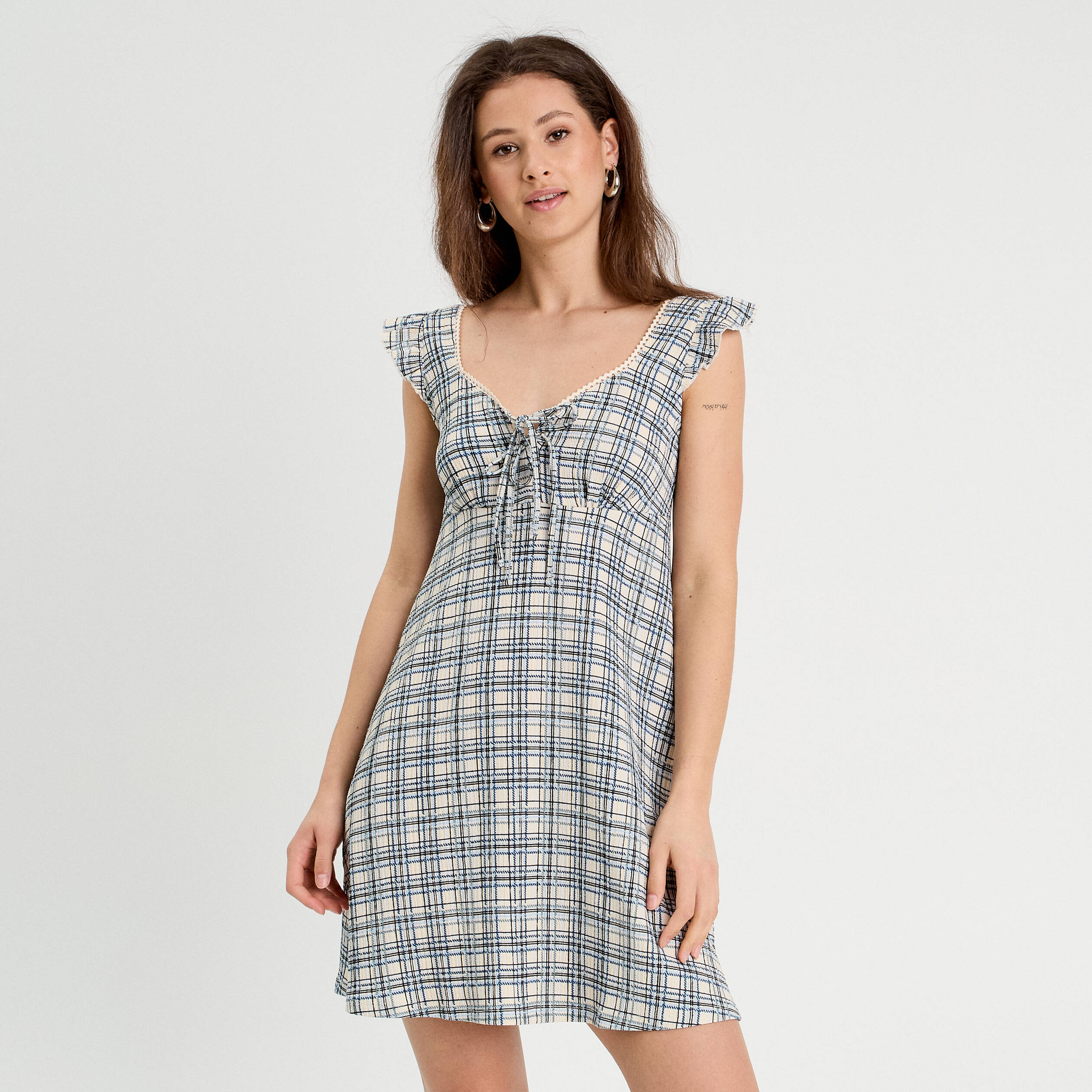 Robe trapèze sans manches blanc femme