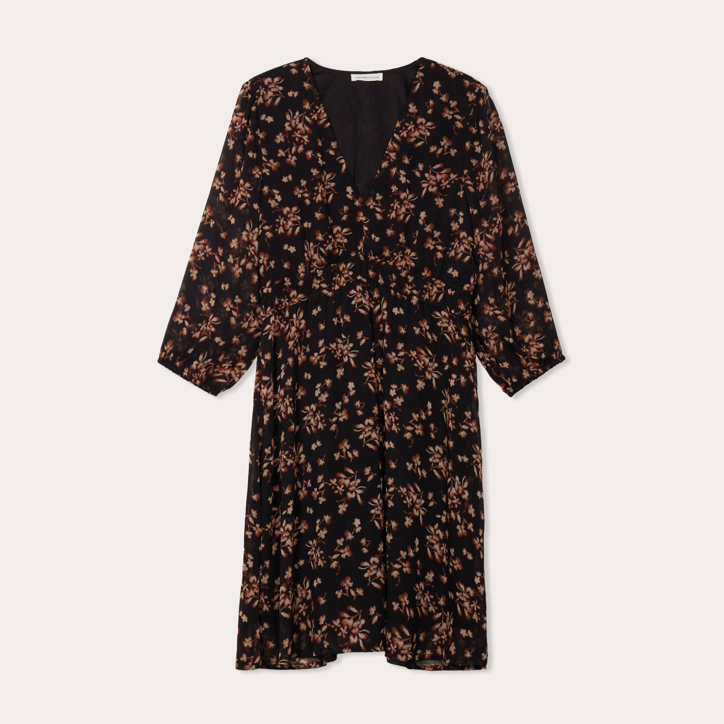 robe evasee manches 34 noir femme Robe évasée manches 3/4 noir femme