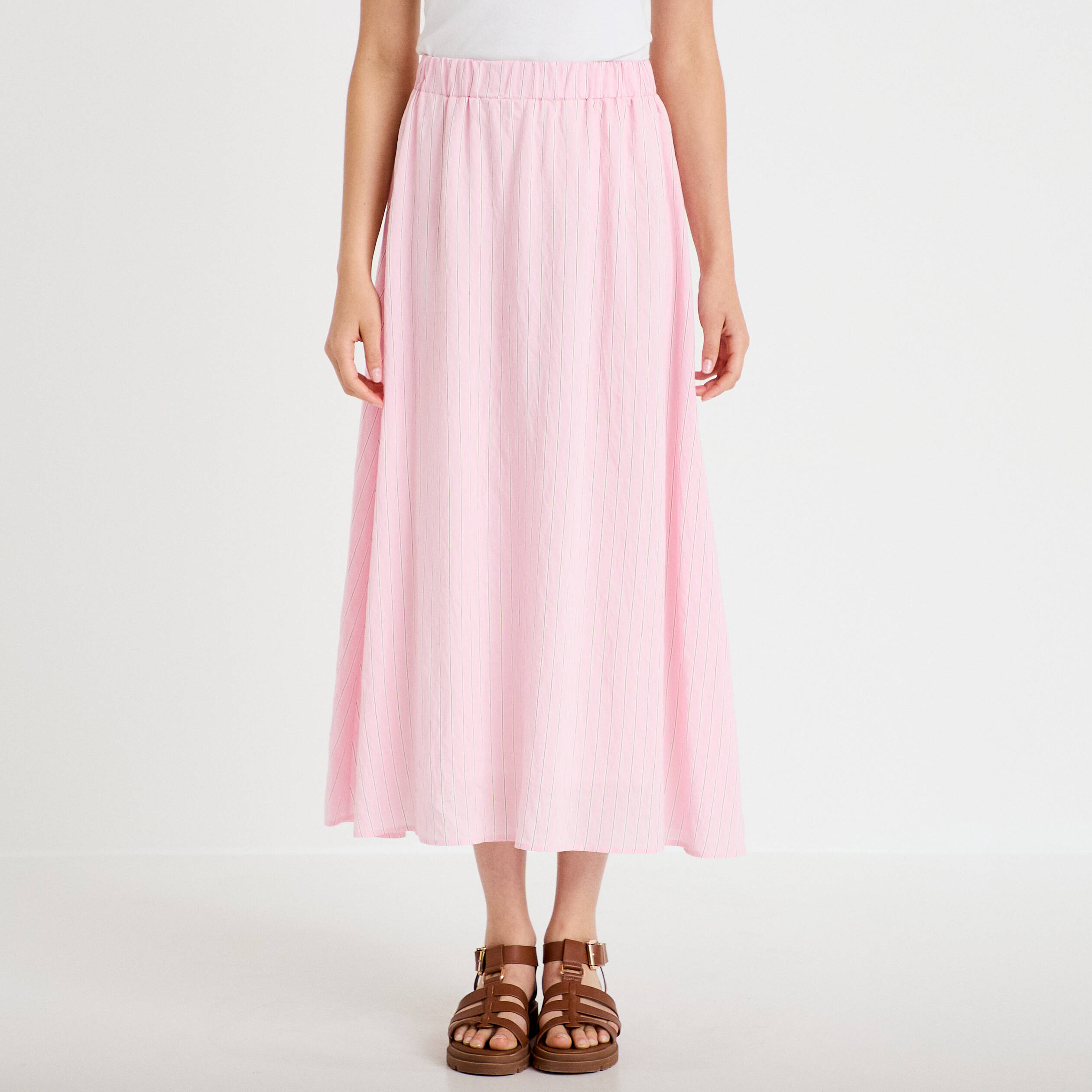 Jupon &eacute;vas&eacute; longueur 3/4 rose femme