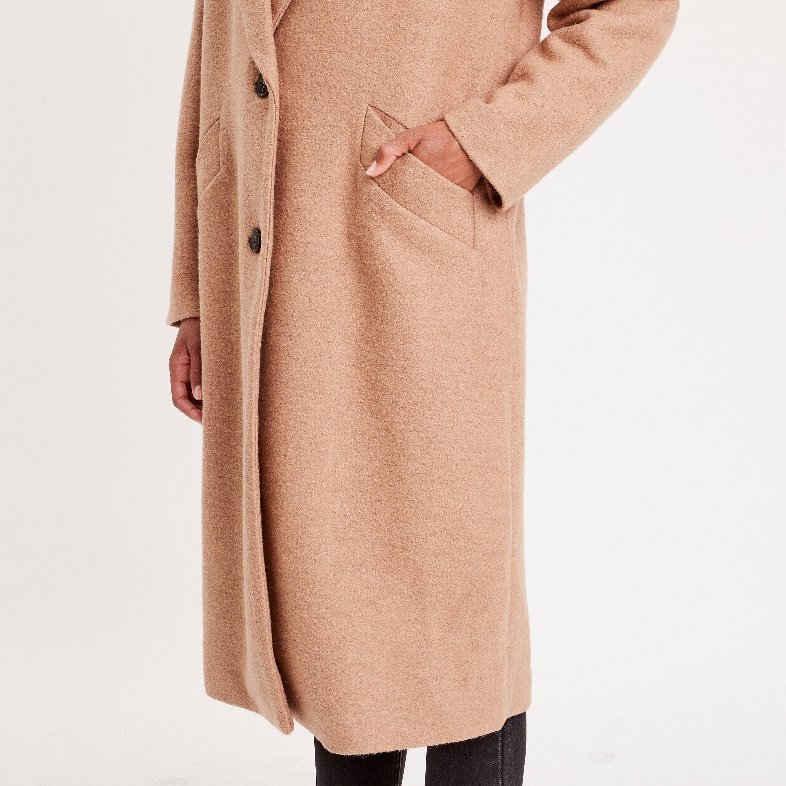 Manteau long oversize camel femme