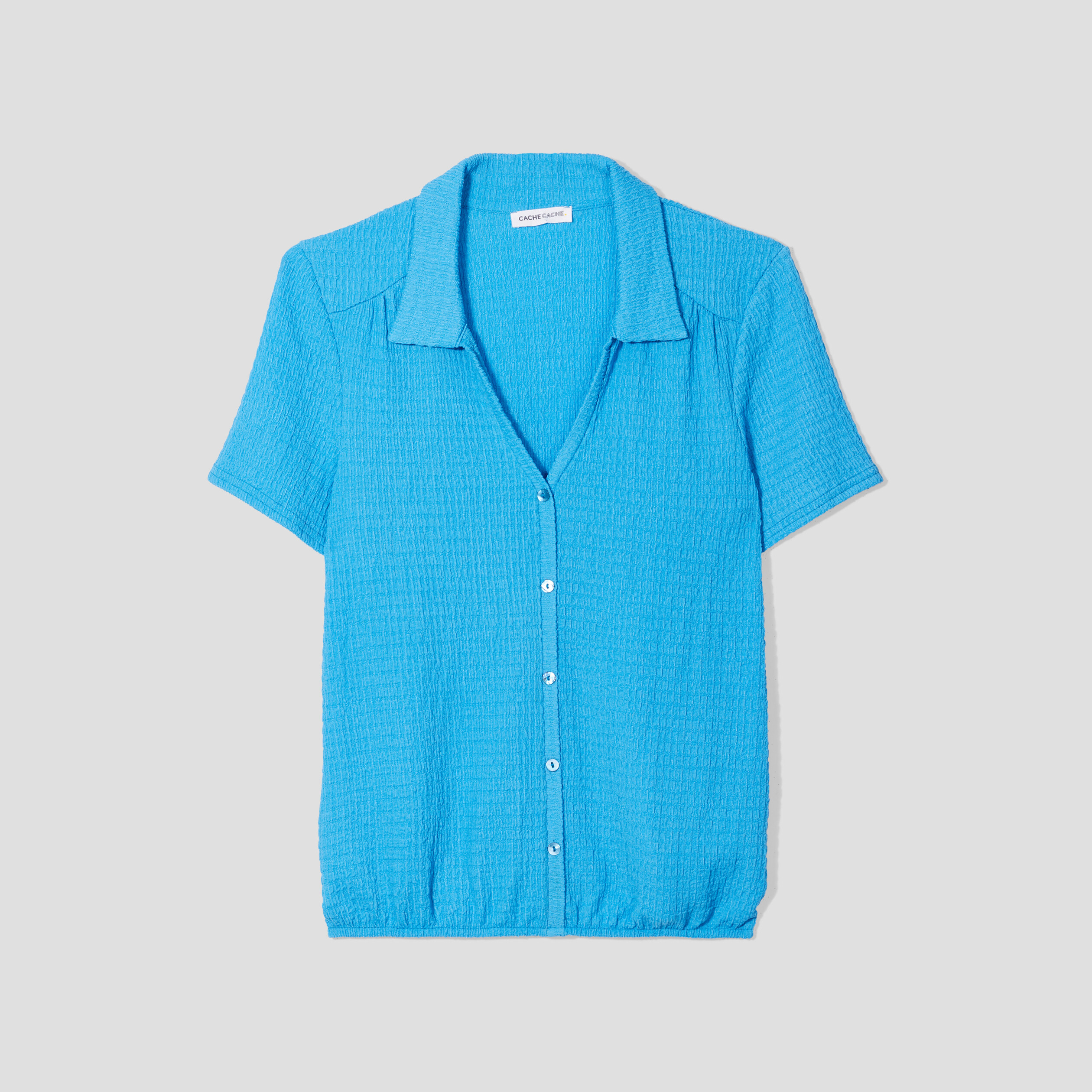 Blouse col polo bleu femme Vibs