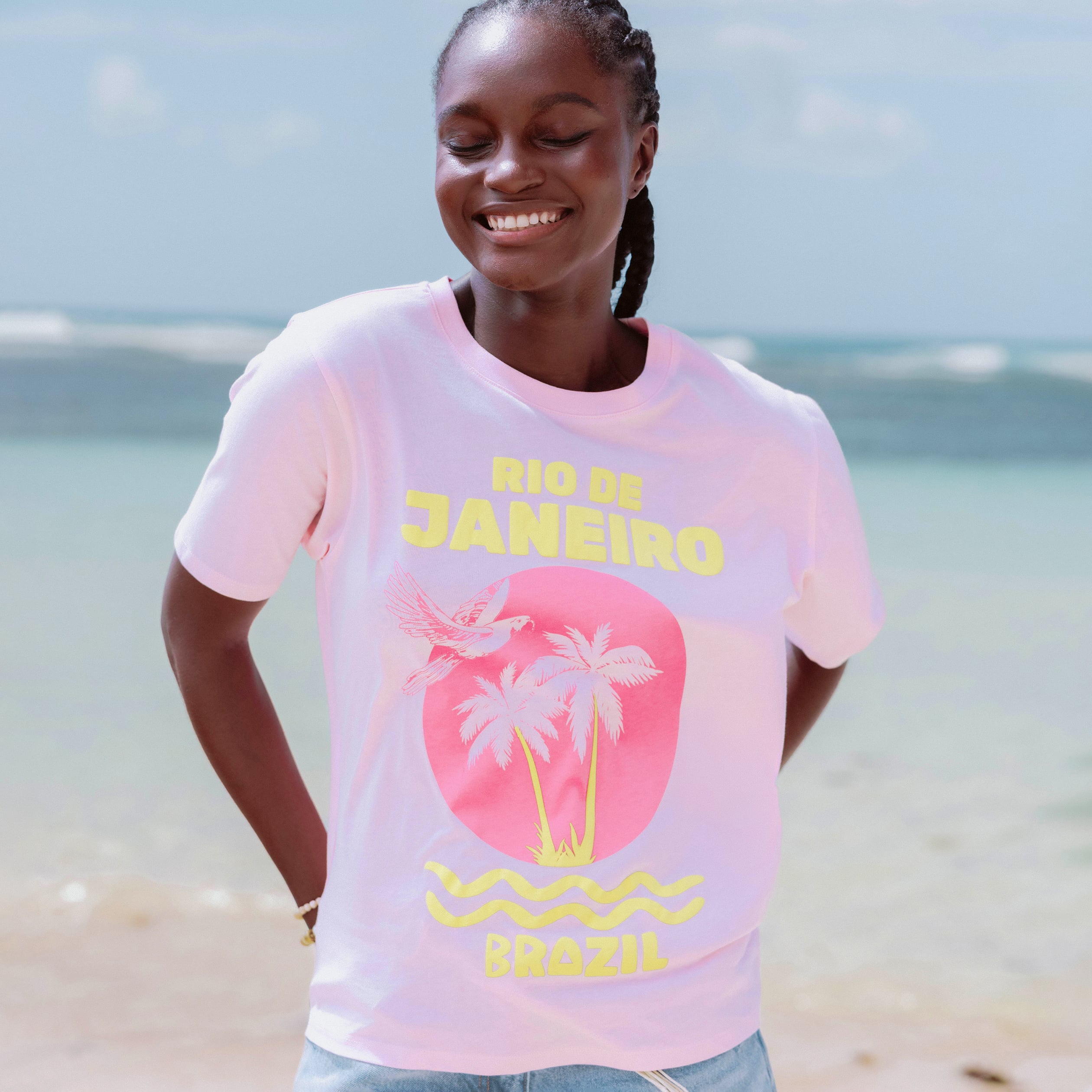 T-shirt oversize manches courtes rose clair femme