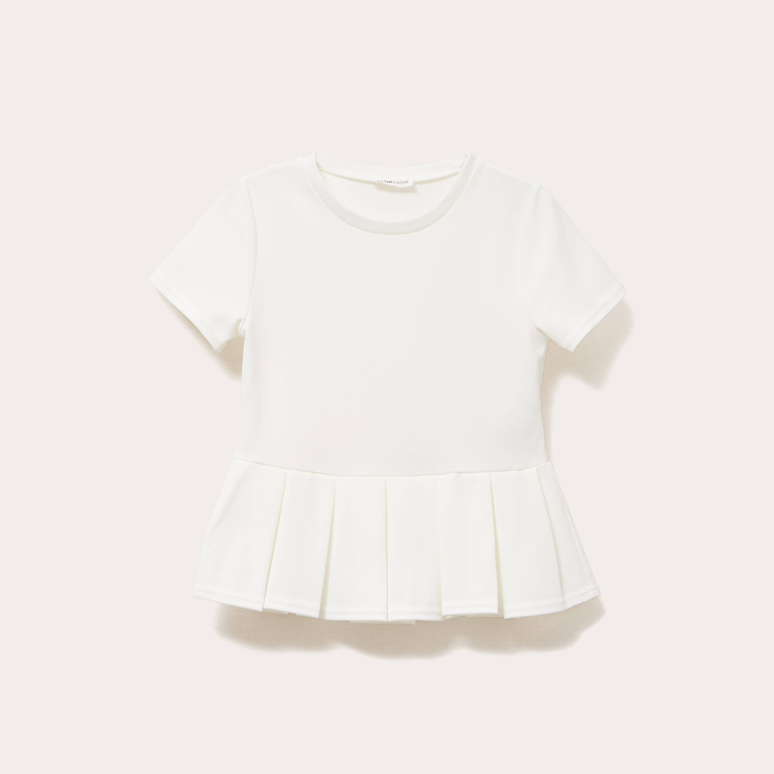 top col rond manches courtes ecru femme Top col rond manches courtes ecru femme