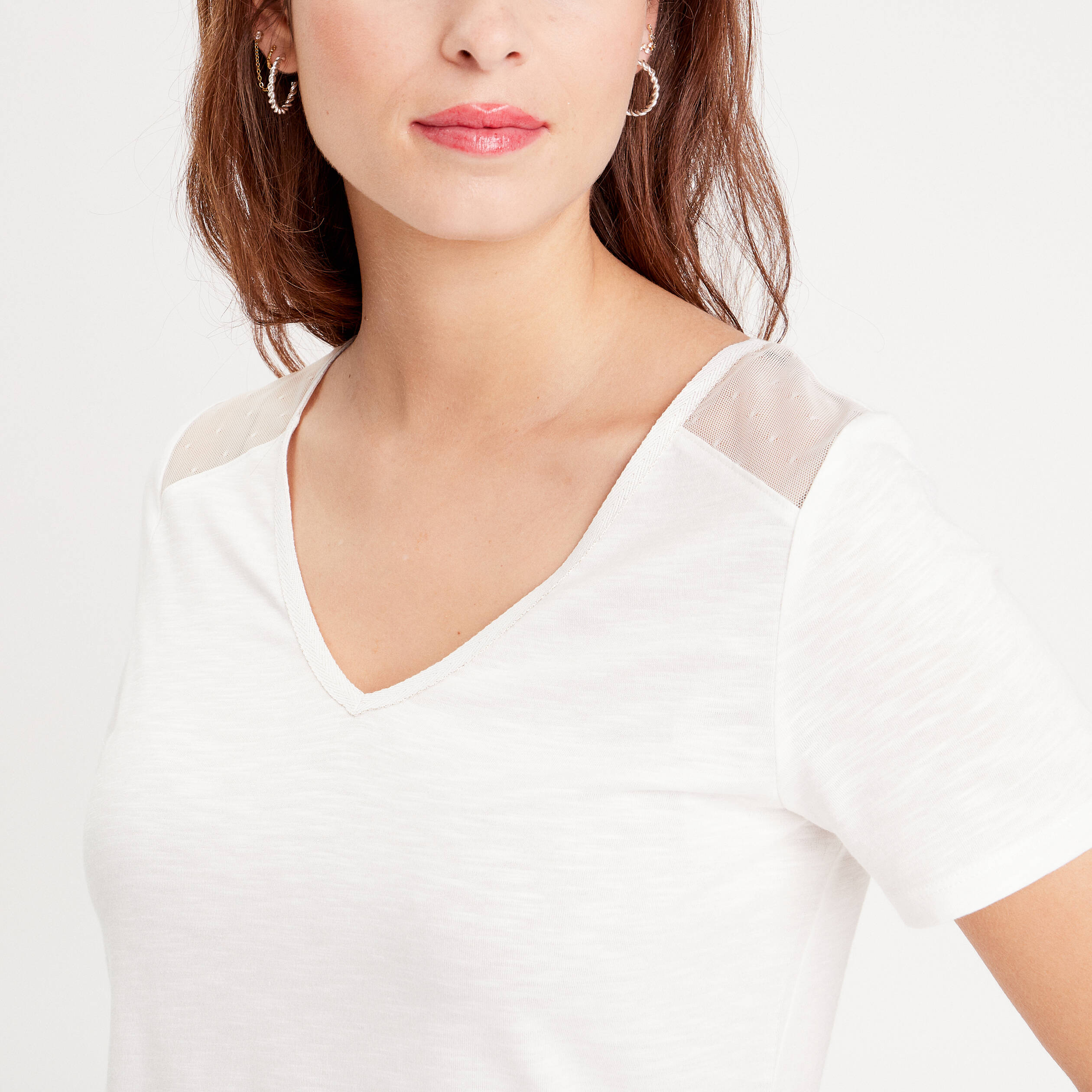 T-shirt manches courtes ecru femme