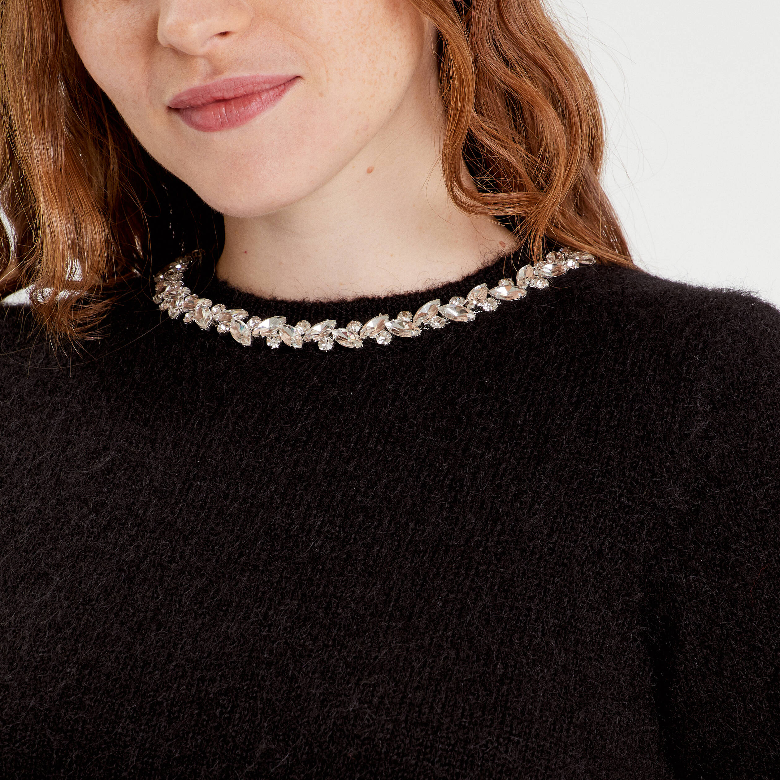 Pull manches courtes noir femme