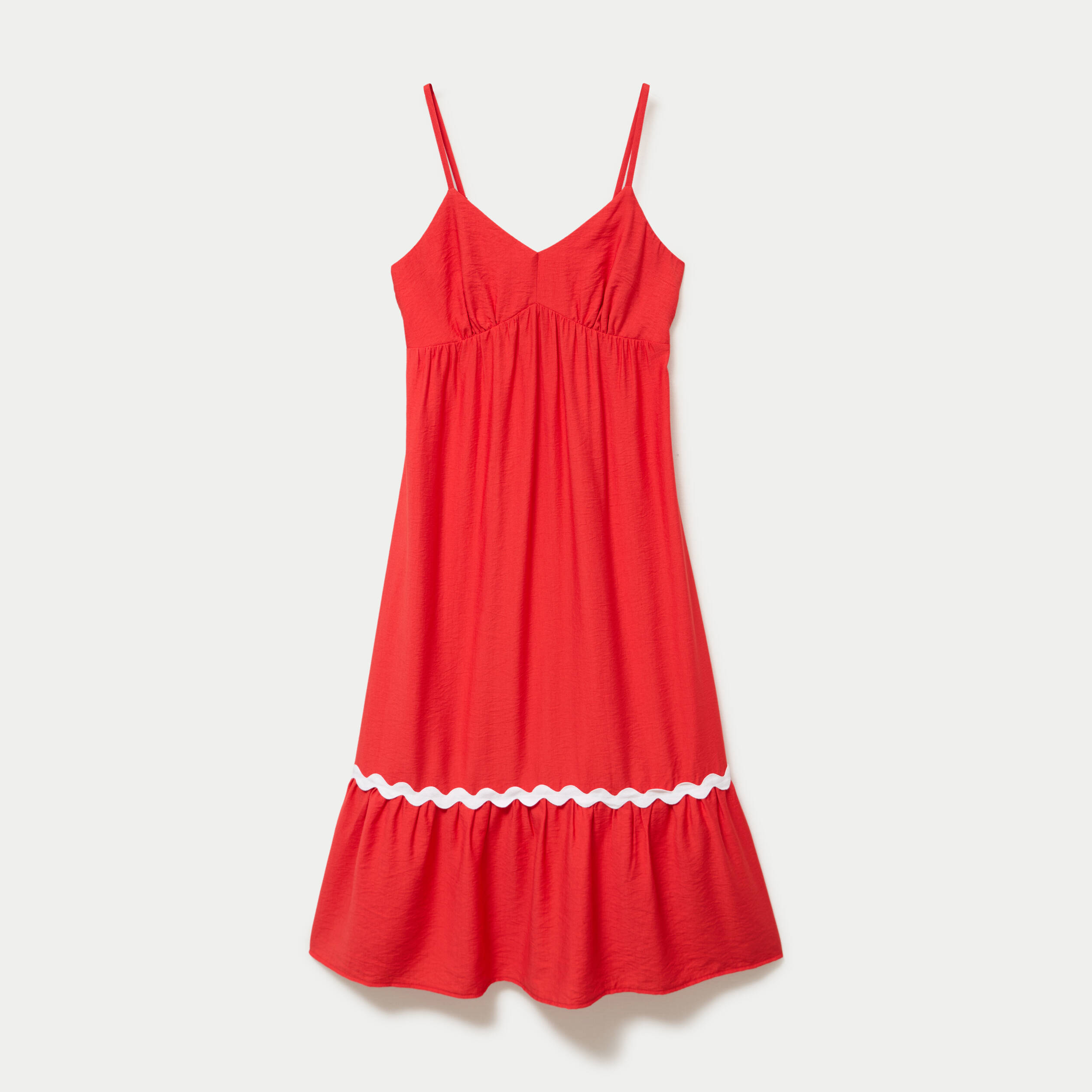 Robe longue &eacute;vas&eacute;e col v cr&ecirc;pe rouge femme