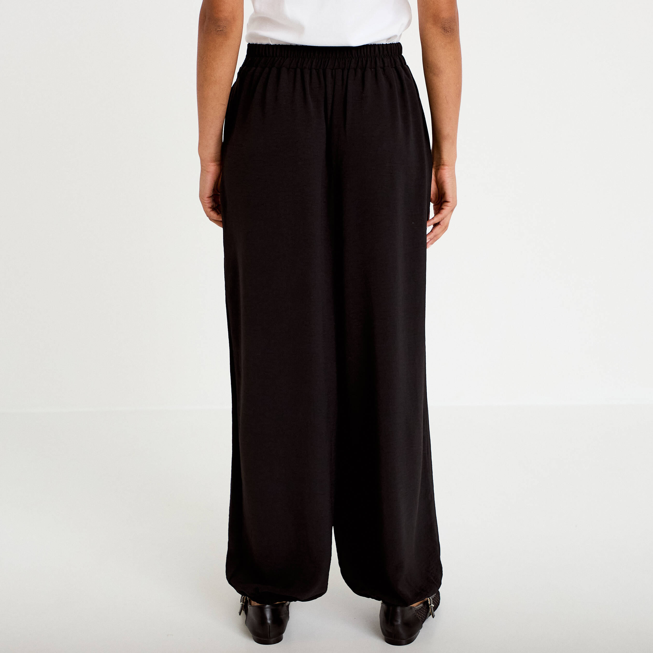 Pantalon bouffant taille standard noir femme