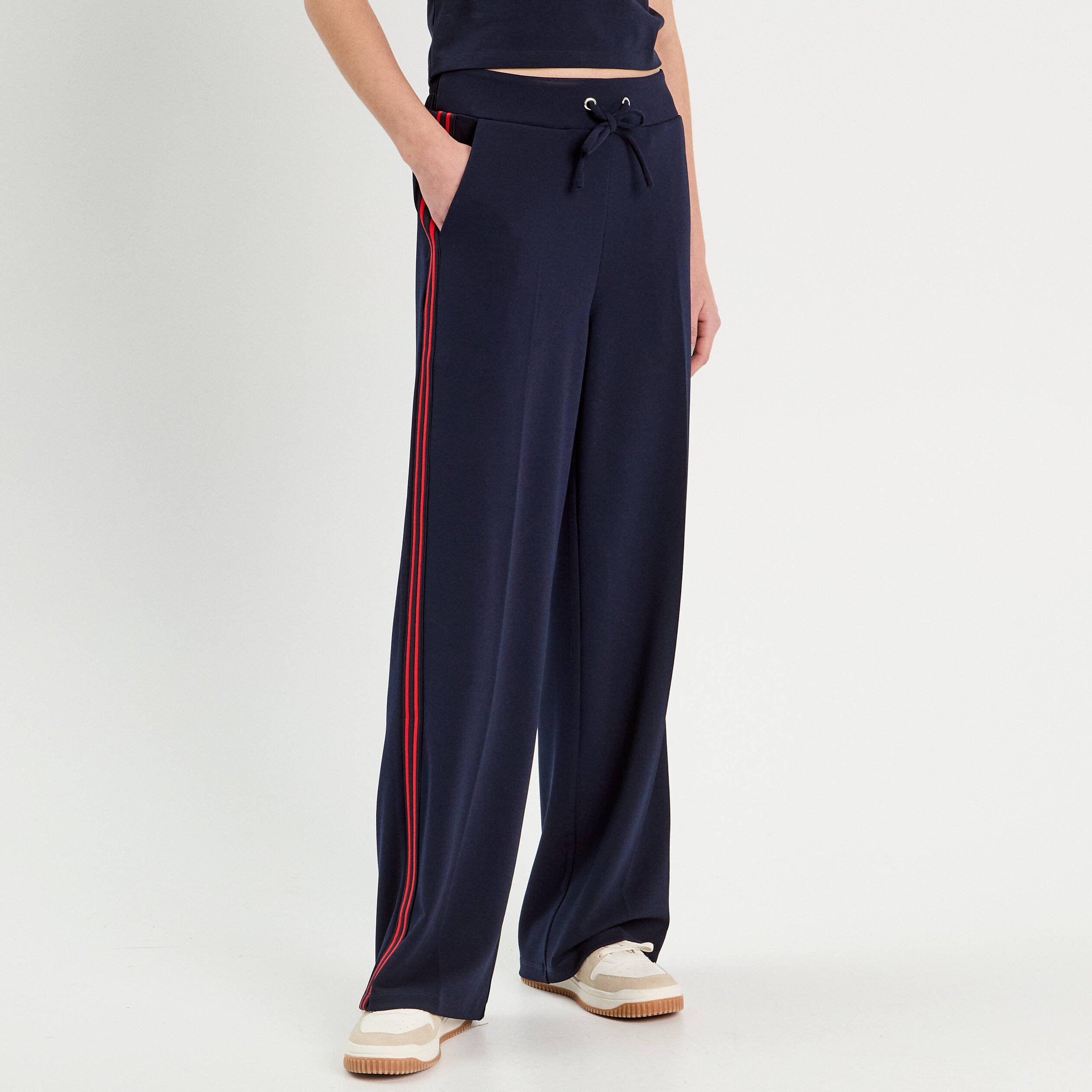 Pantalon large style jogging bleu marine femme Vibs