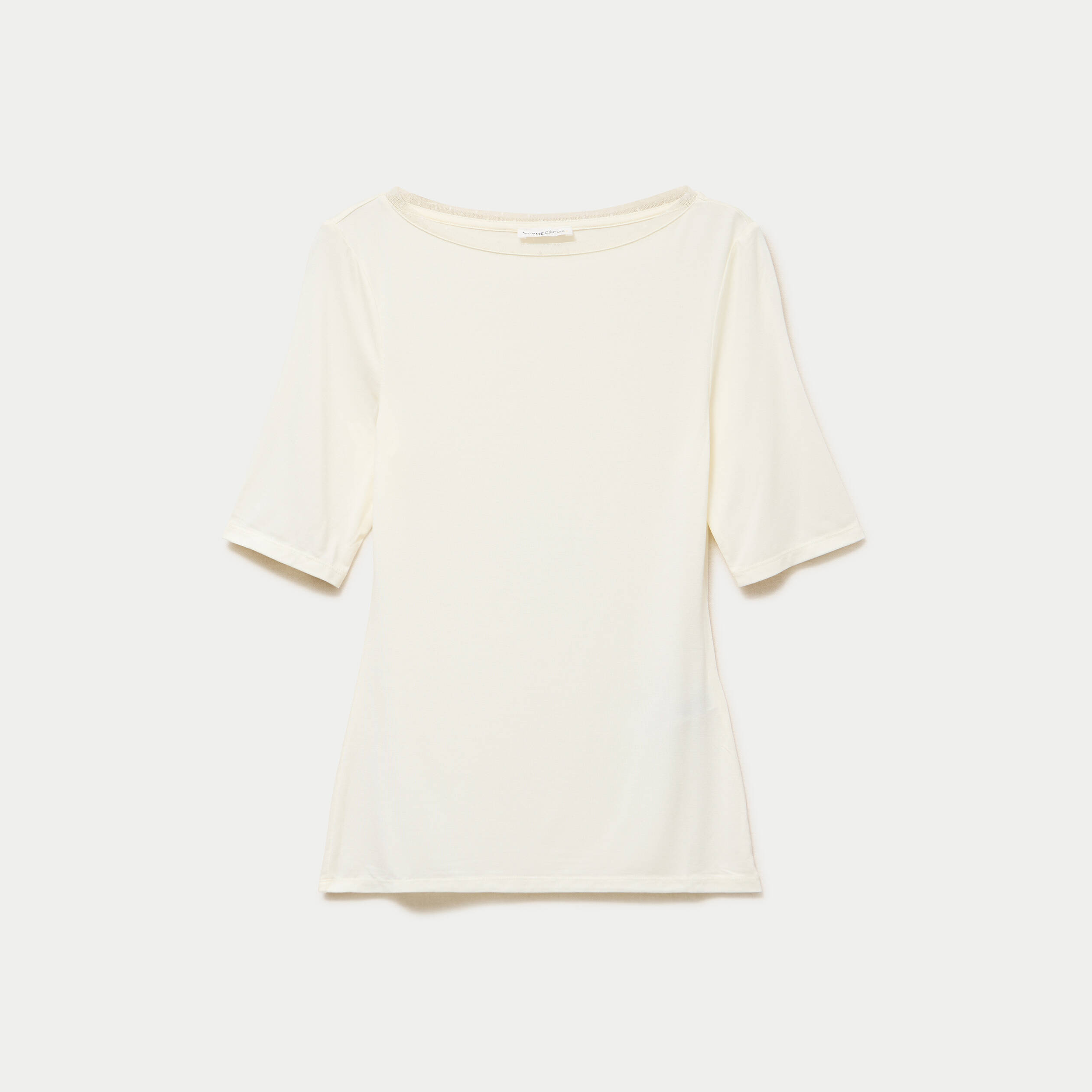 T-shirt ajust&eacute; manches courtes ecru femme