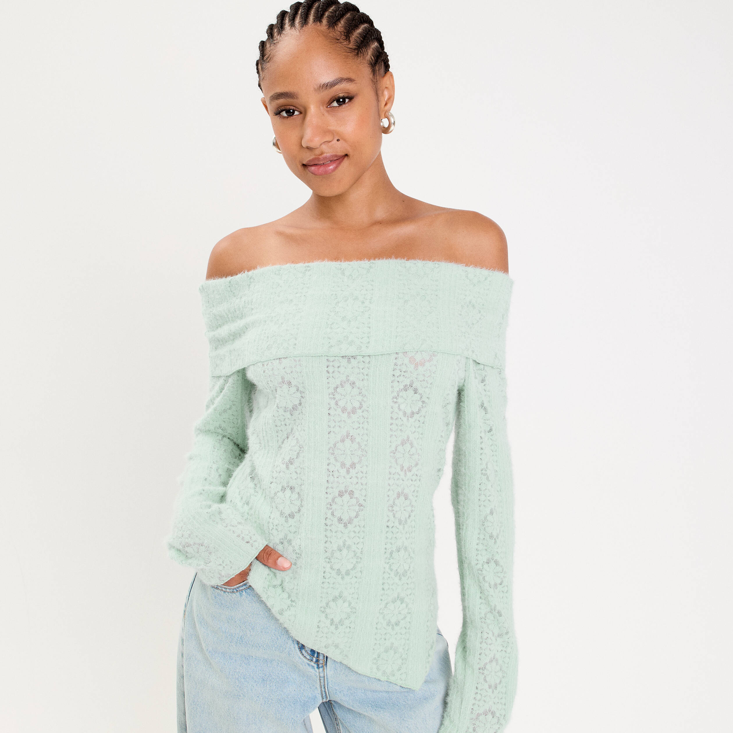 Pull Cintr Ajour Manches Longues Vert Clair Femme Vibs Pull Cintr Ajour Manches Longues Vert Clair Femme Vibs