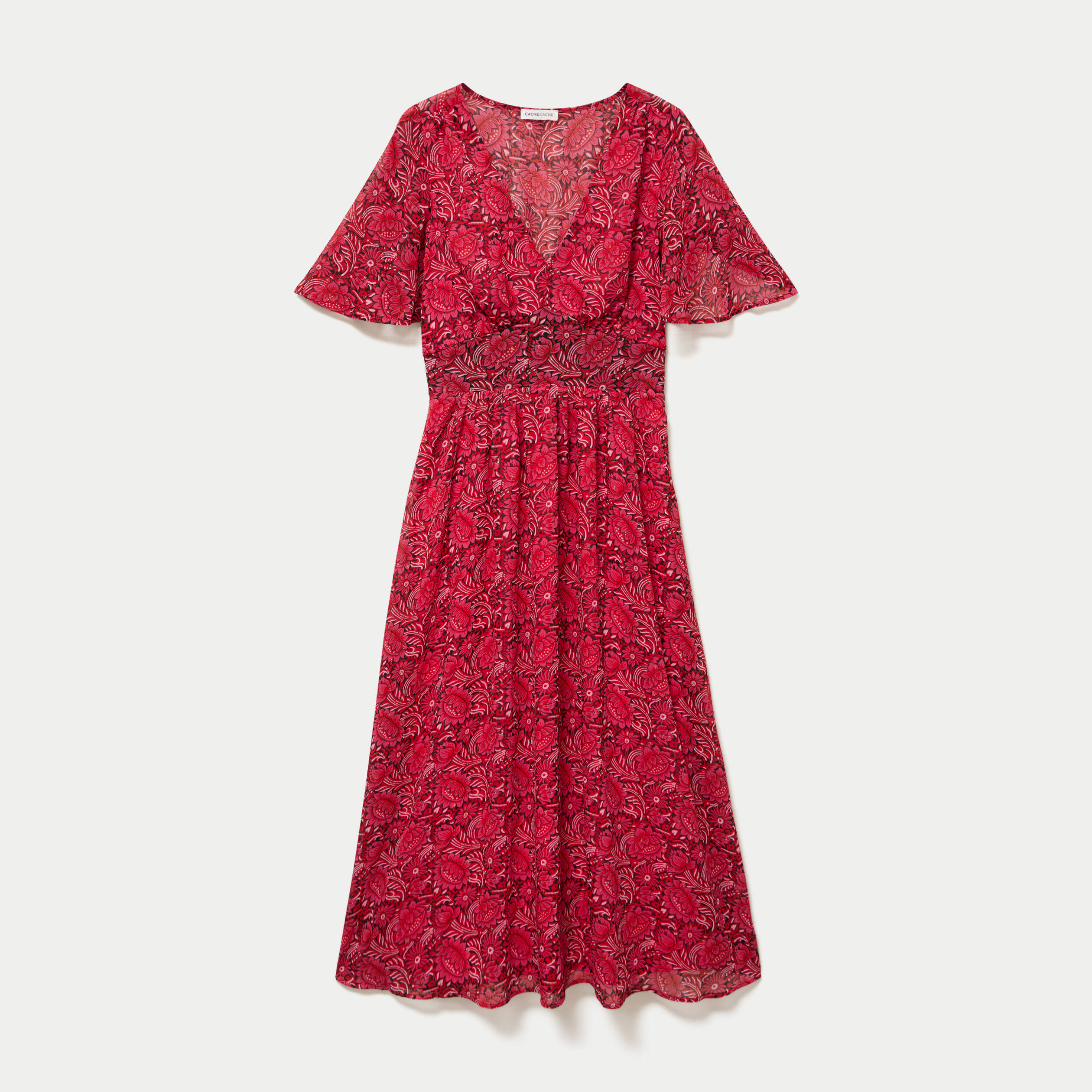 Robe longue &eacute;vas&eacute;e col en V noir femme