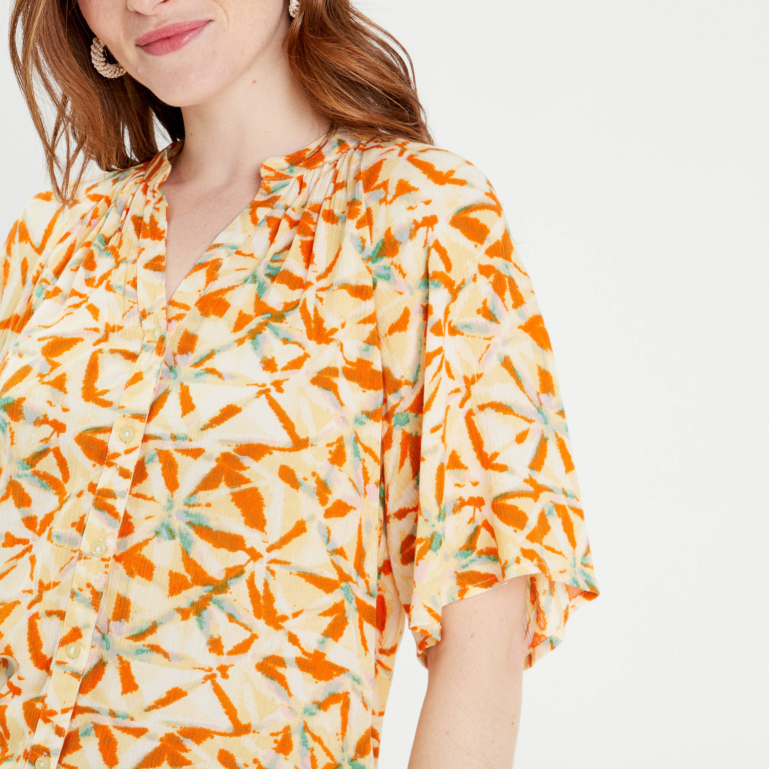 blouse manches 34 blanc femme Blouse manches 3/4 blanc femme