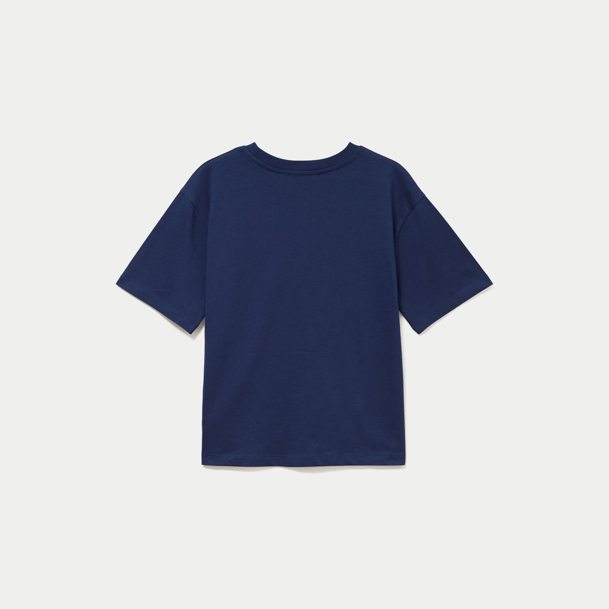 T-shirt col rond manches courtes bleu fonc&eacute; femme