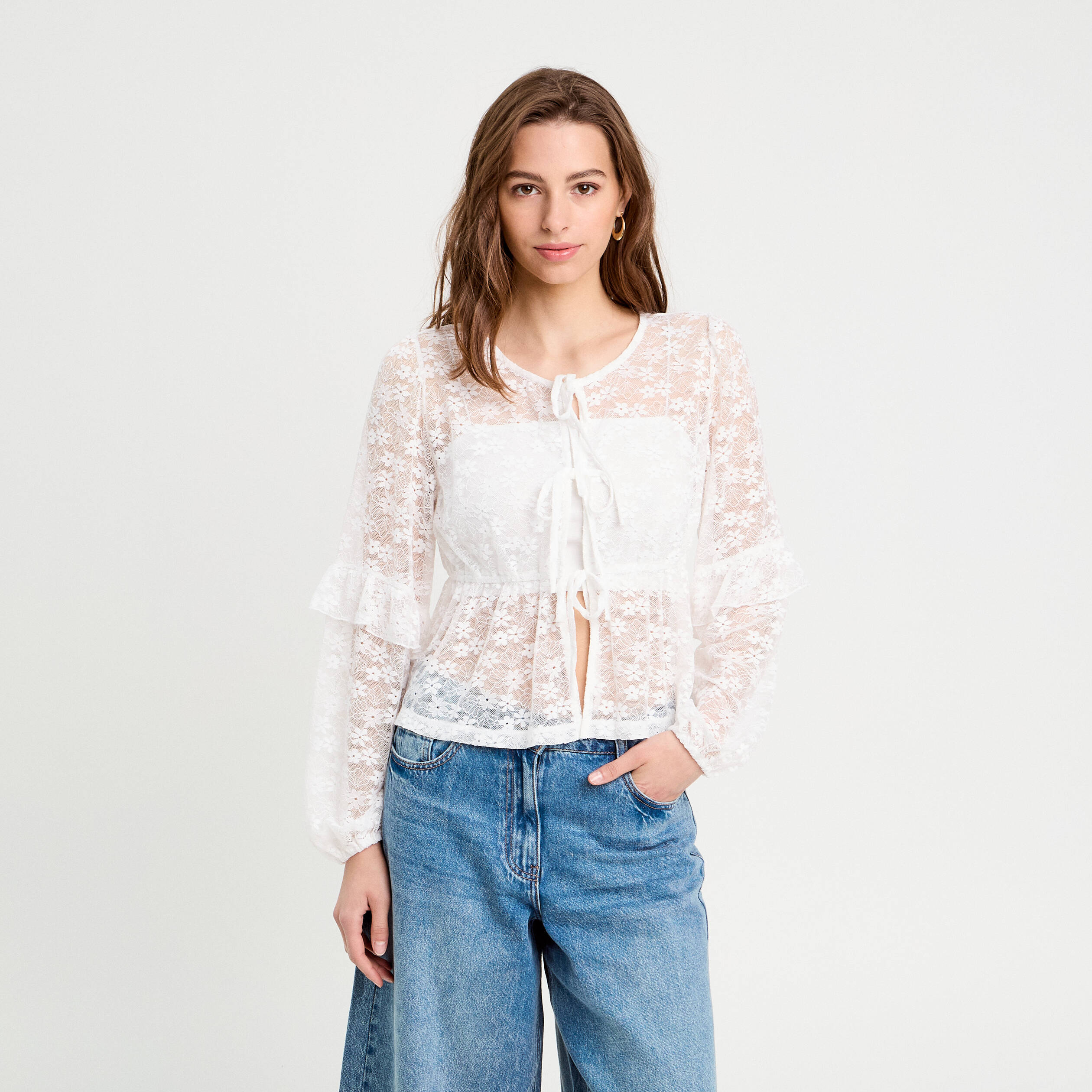 blouse manches longues noeuds blanc femme Blouse manches longues noeuds blanc femme