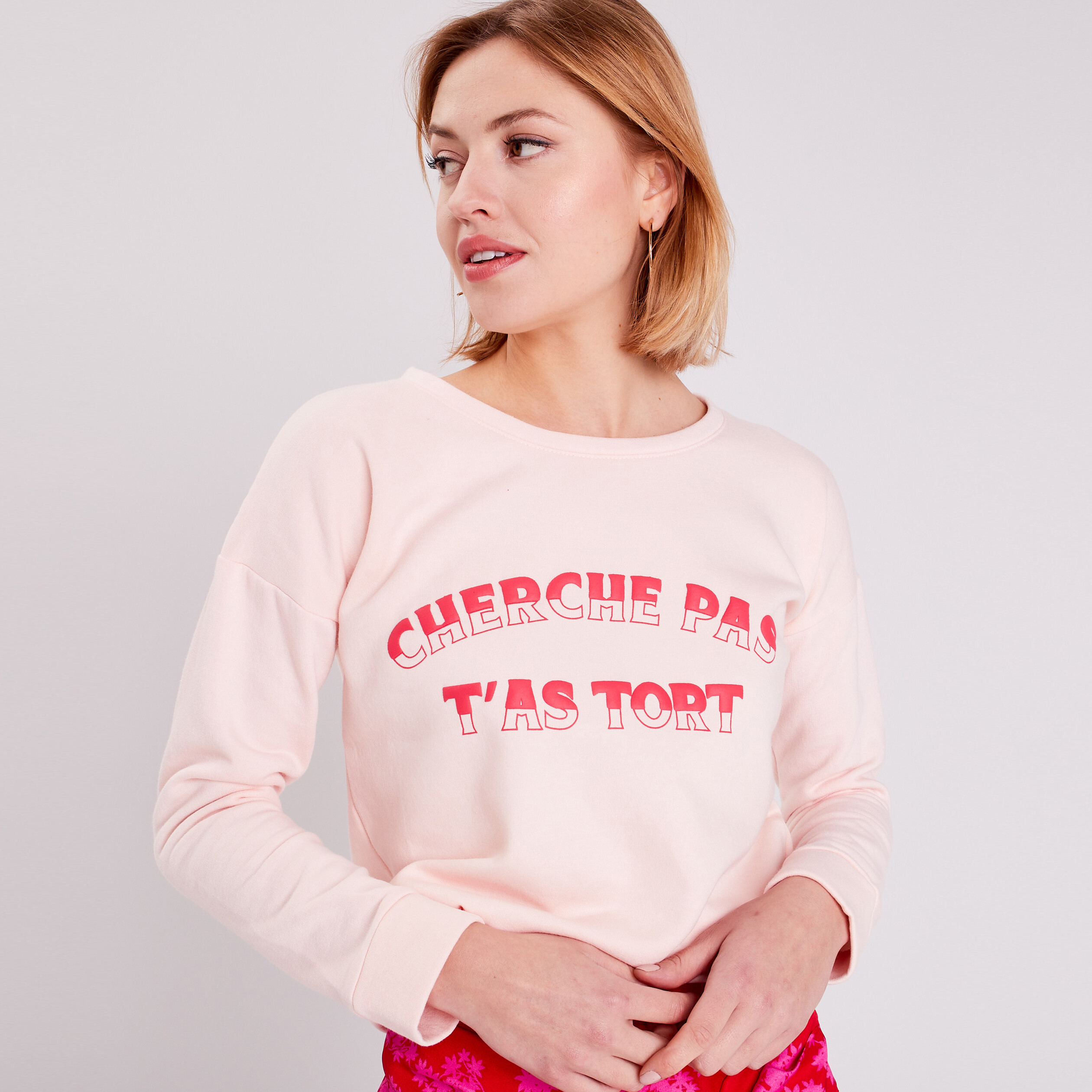 sweat a manches longues rose clair femme Sweat à manches longues rose clair femme
