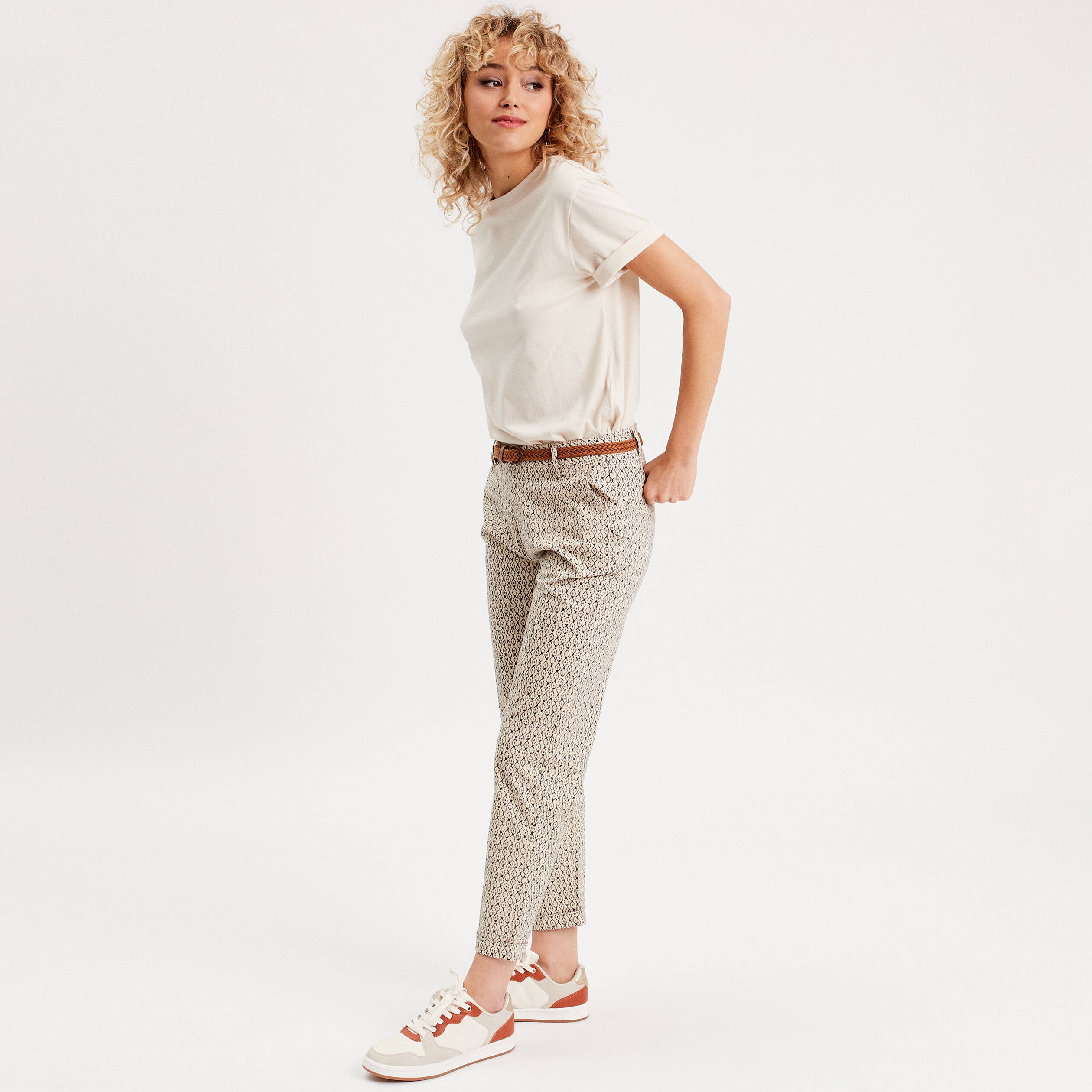pantalon chino slim 78eme blanc femme Pantalon chino slim 7/8ème blanc femme