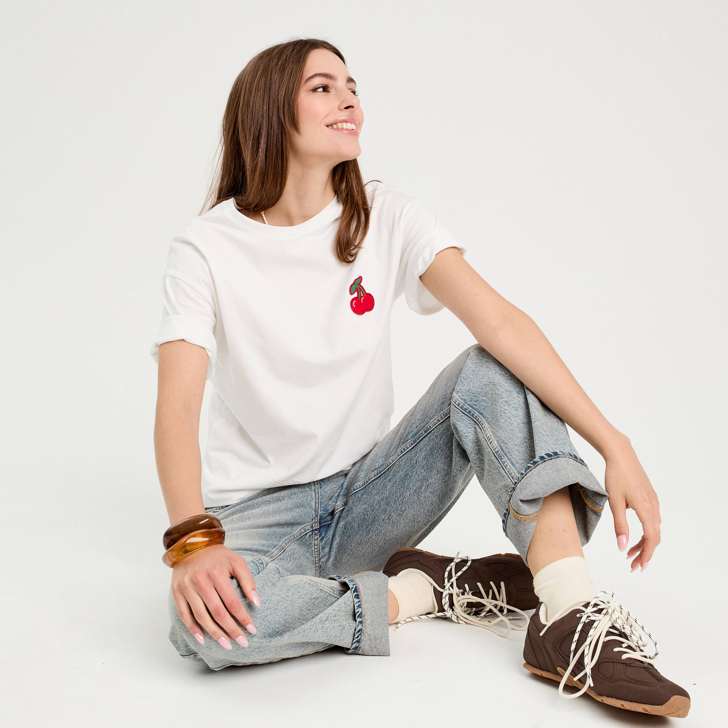 T-shirt manches courtes ecru femme