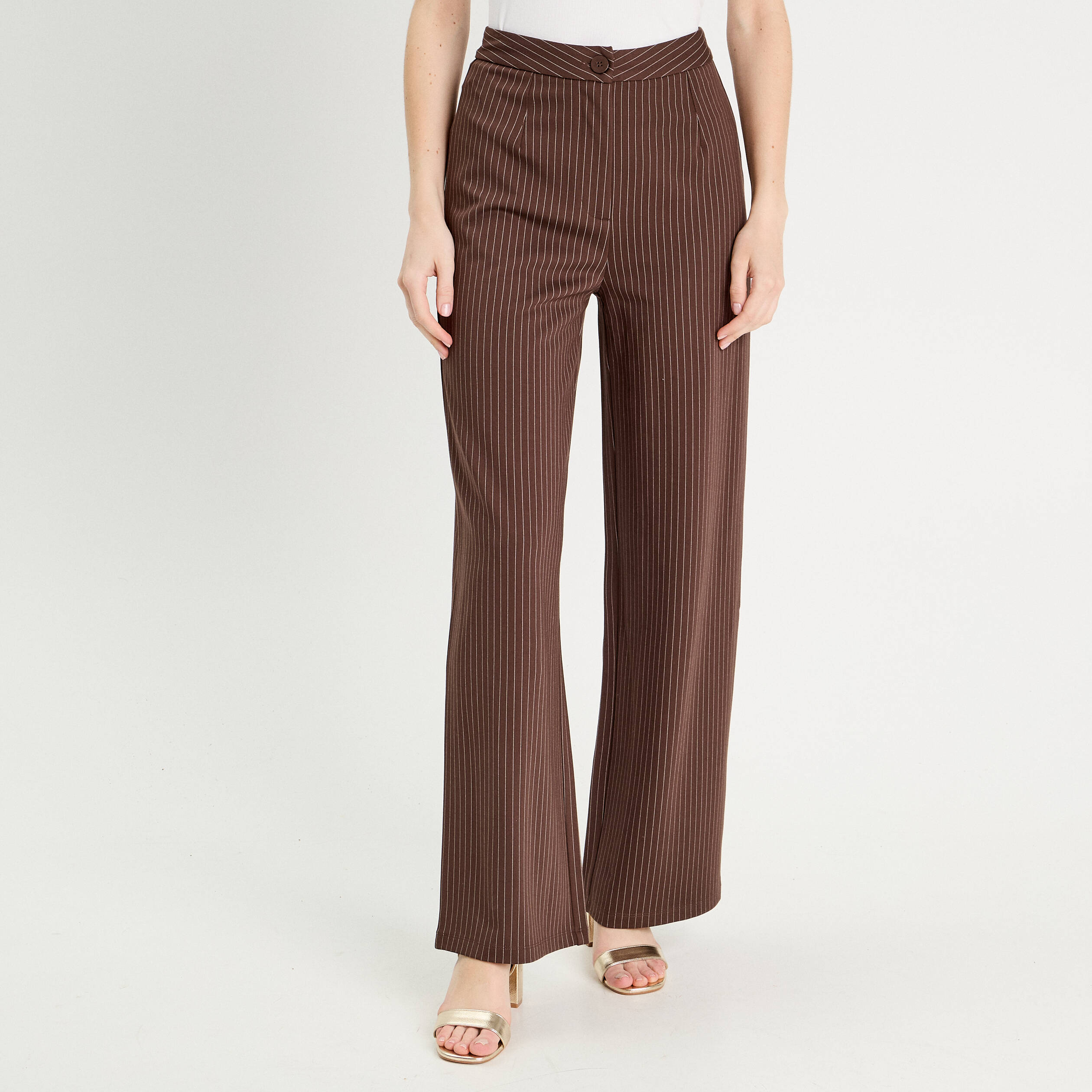 pantalon jambe large marron chocolat femme Pantalon jambe large marron chocolat femme